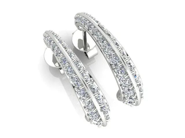 Luxury Promise 1.17ct Diamond Hoop Earrings set in 18K White Gold