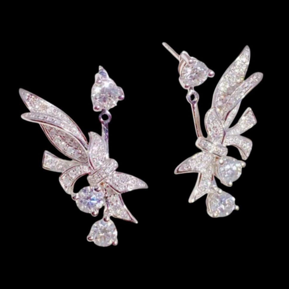 Luxury Promise 1.40ct White Diamond Leaf 2Ways Earrings set in 18K White Gold