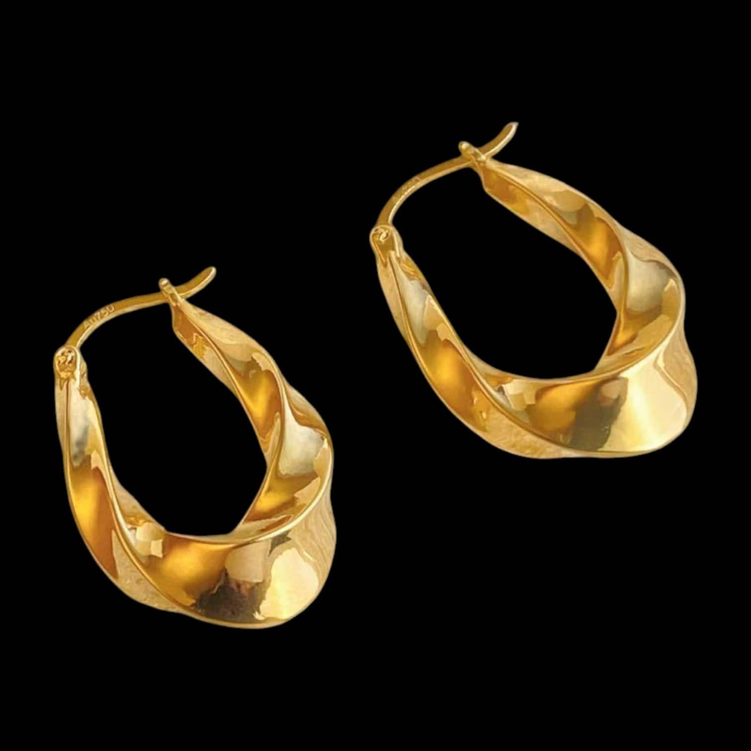 Luxury Promise 18K Yellow Gold Twist Hoop Earrings