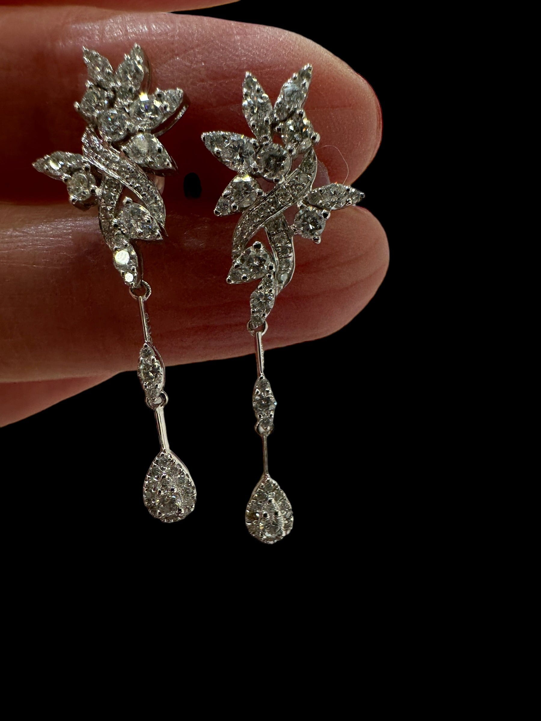 Luxury Promise Diamond Flower Long Earrings