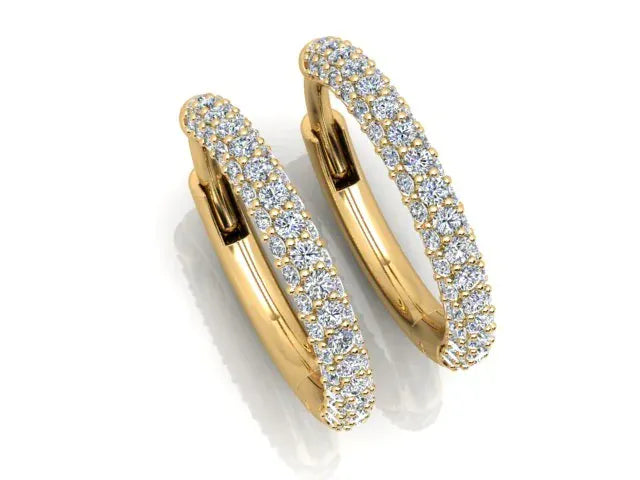Luxury Promise Diamond Huggie set in 18K Yellow Gold