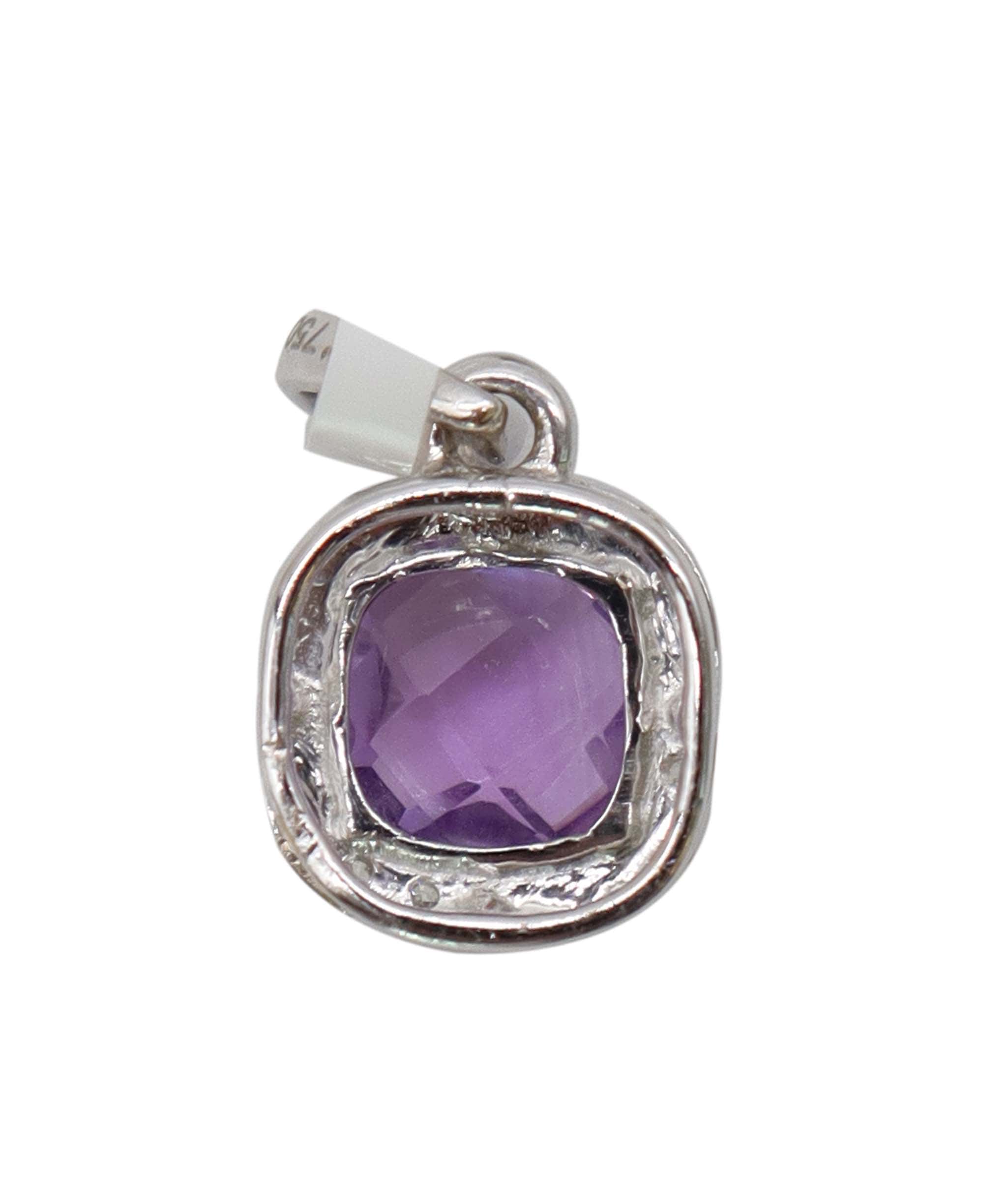 Luxury Promise 0.87ct Amethyst Diamond Pendant in 18K White Gold DXBCS5072