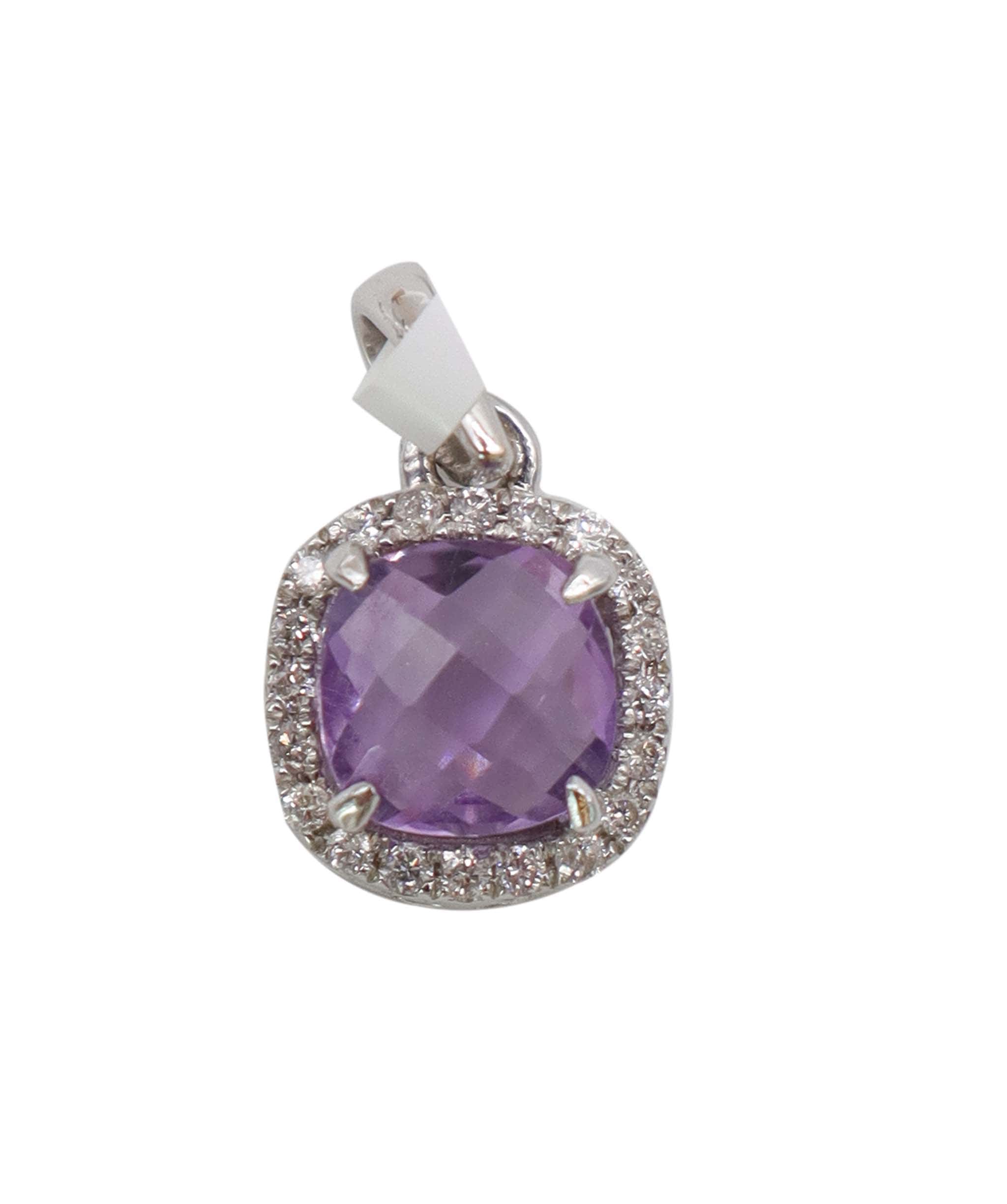 Luxury Promise 0.87ct Amethyst Diamond Pendant in 18K White Gold DXBCS5072