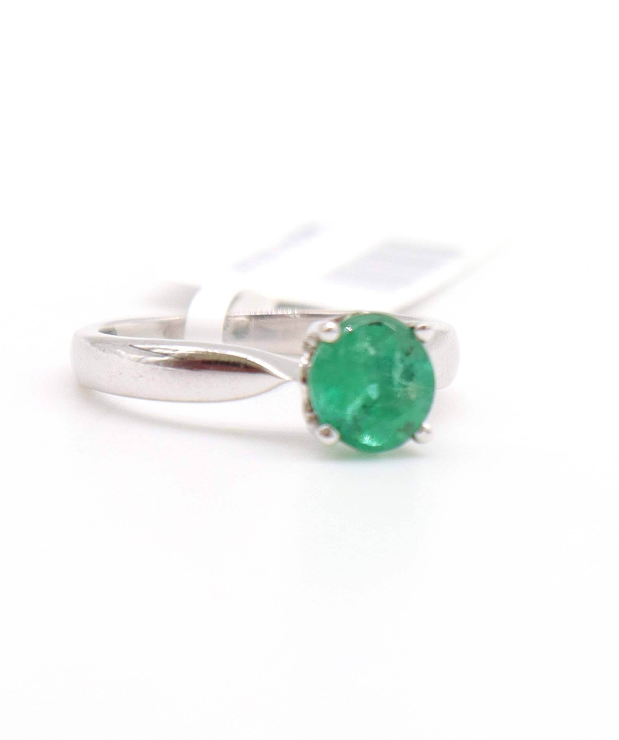 Luxury Promise 0.89ct Emerald Ring in 18K White Gold DXBCS5098