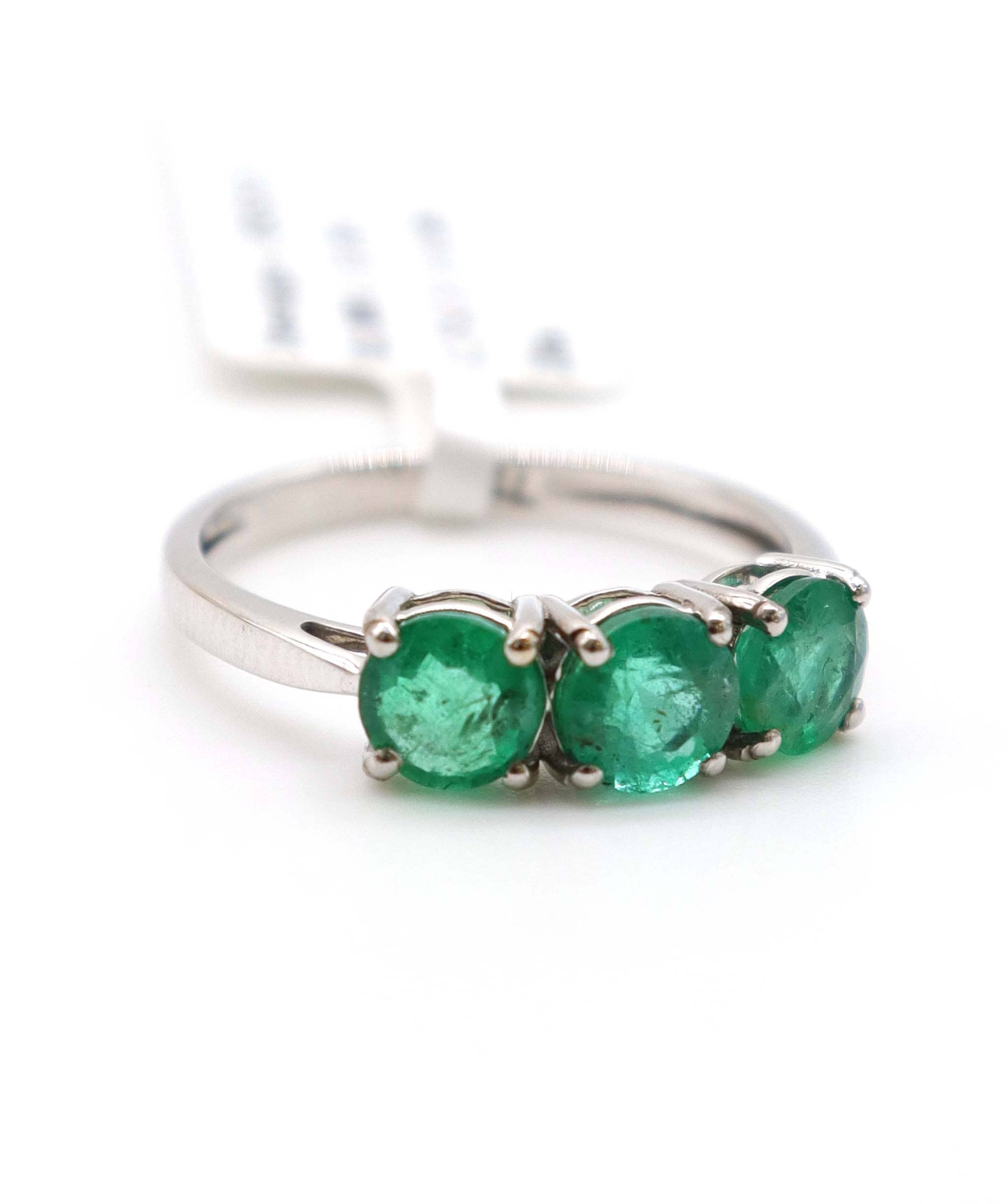 Luxury Promise 1.48ct Emerald Trilogy Ring in 18K White Gold DXBCS5094