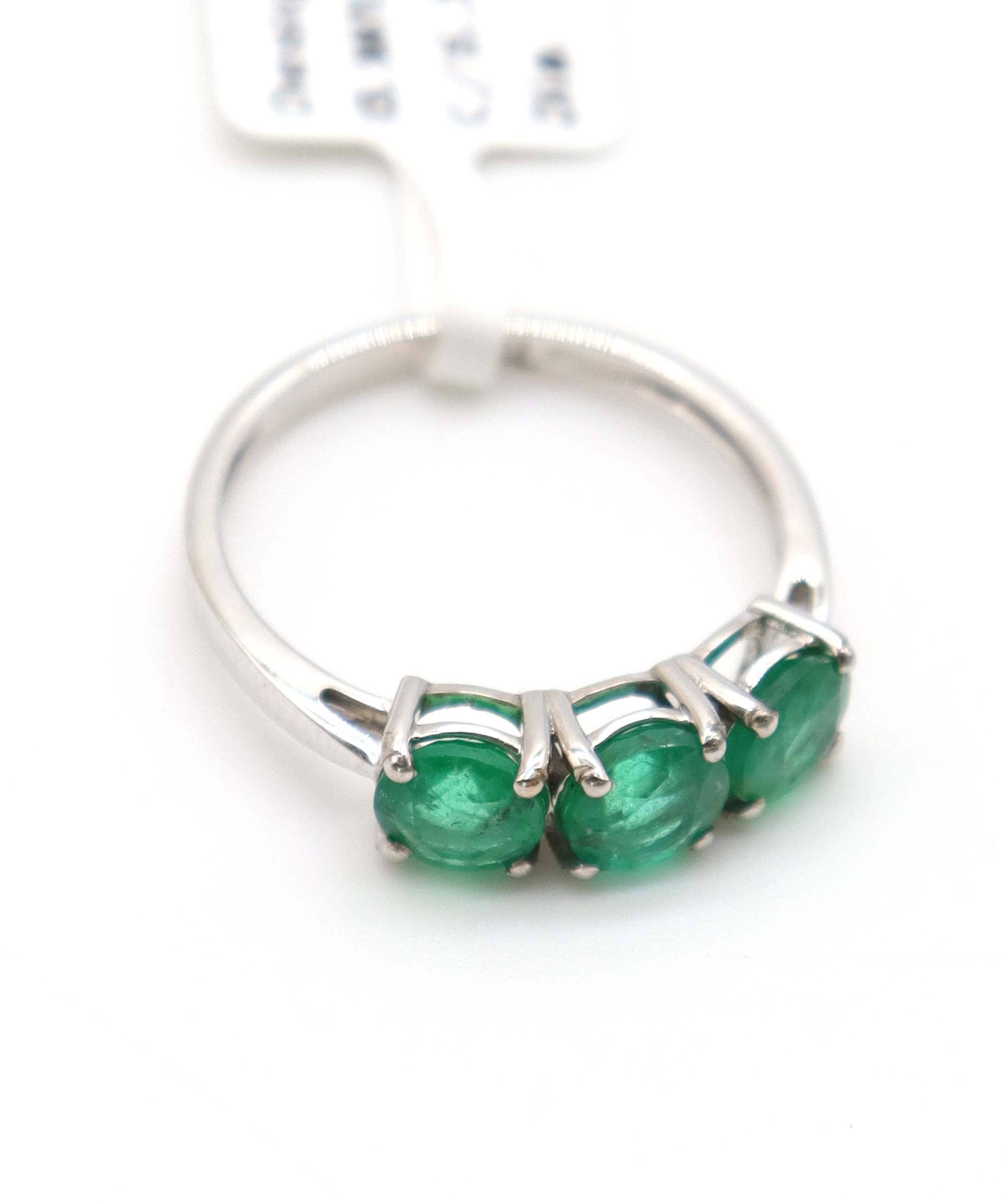 Luxury Promise 1.48ct Emerald Trilogy Ring in 18K White Gold DXBCS5094