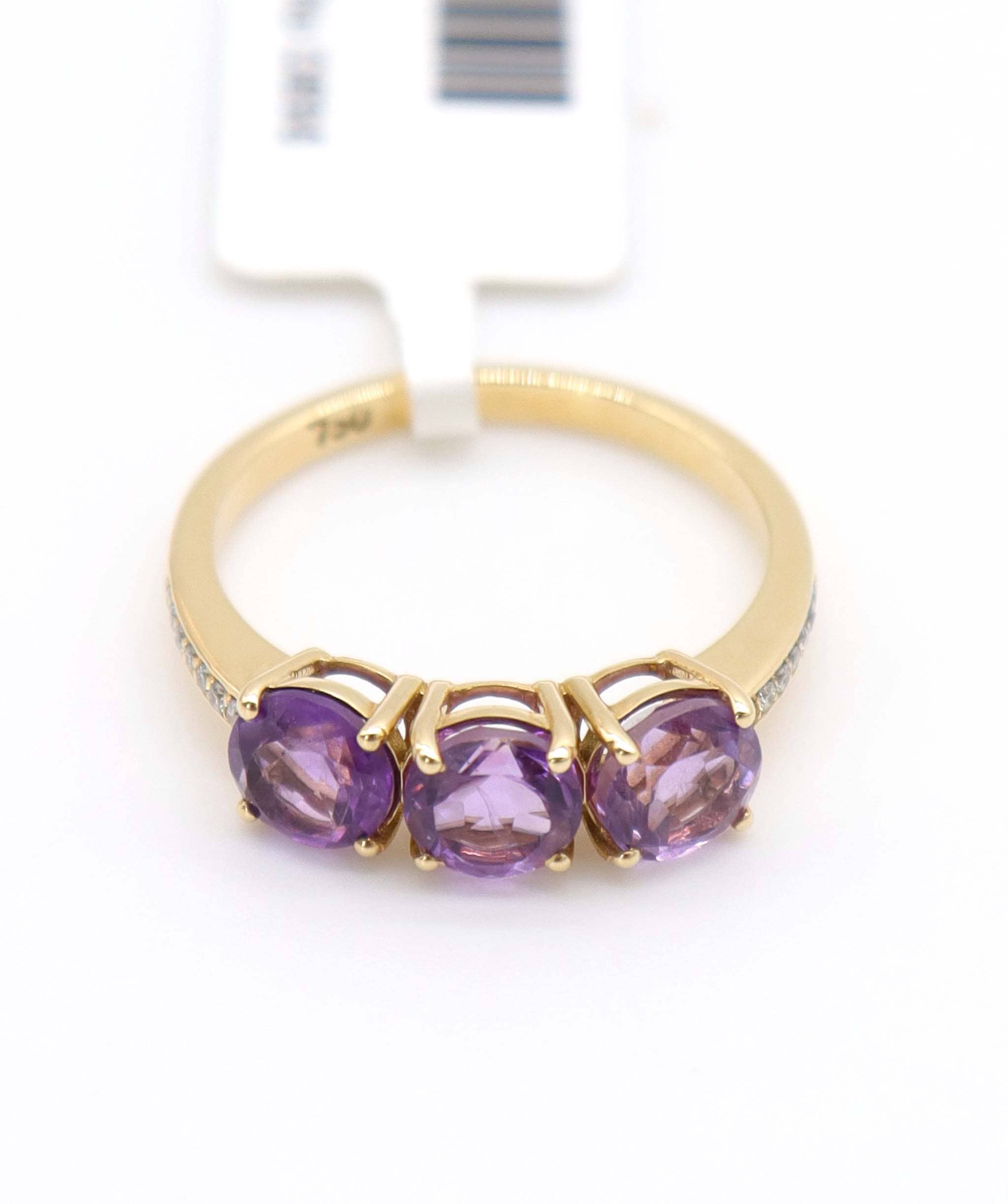 Luxury Promise 1.55ct Amethyst & Diamond Ring in 18K Yellow Gold DXBCS5079
