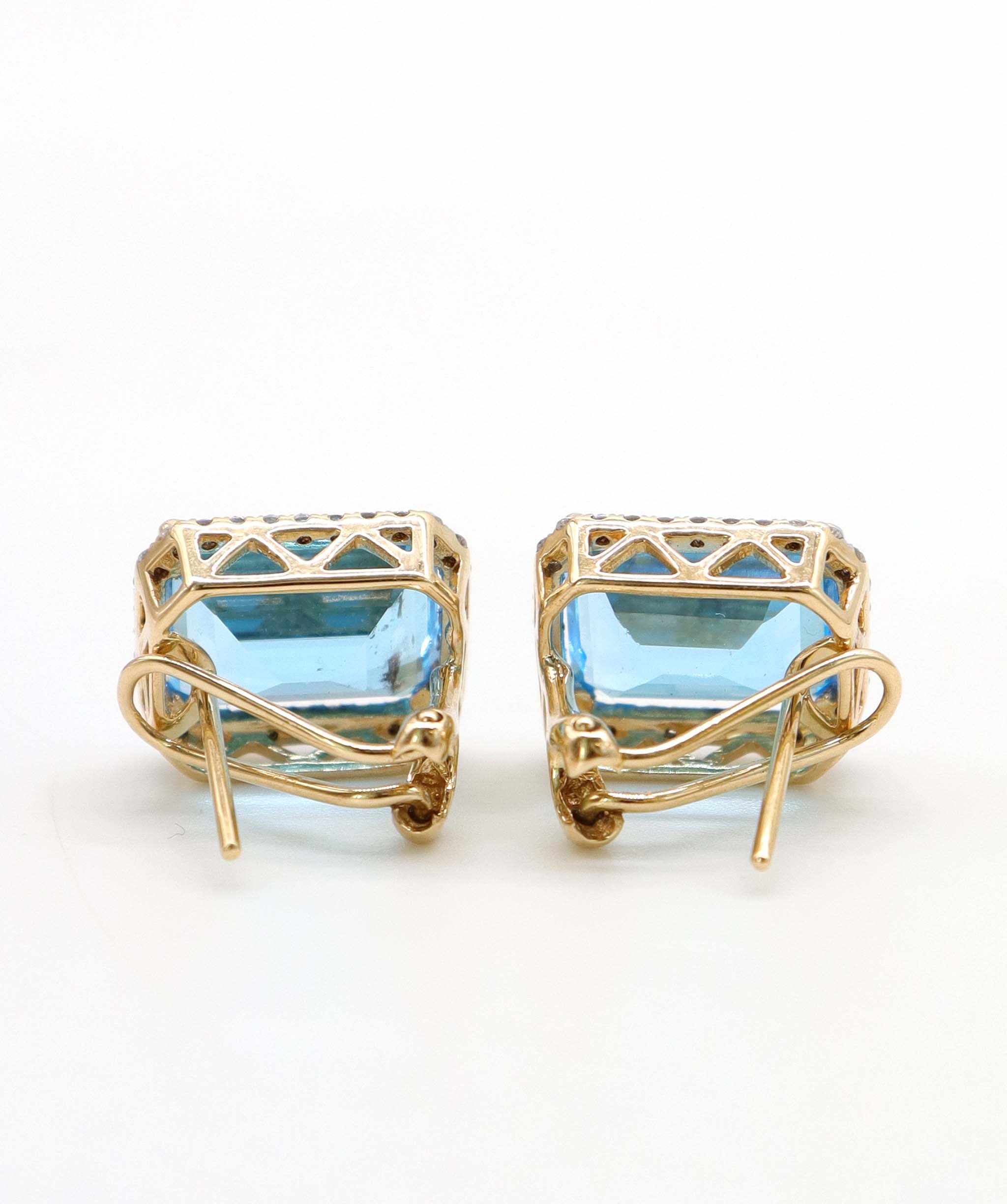 Luxury Promise 11.06ct Blue Topaz Diamond Earrings in 18K White Gold DXBCS5077