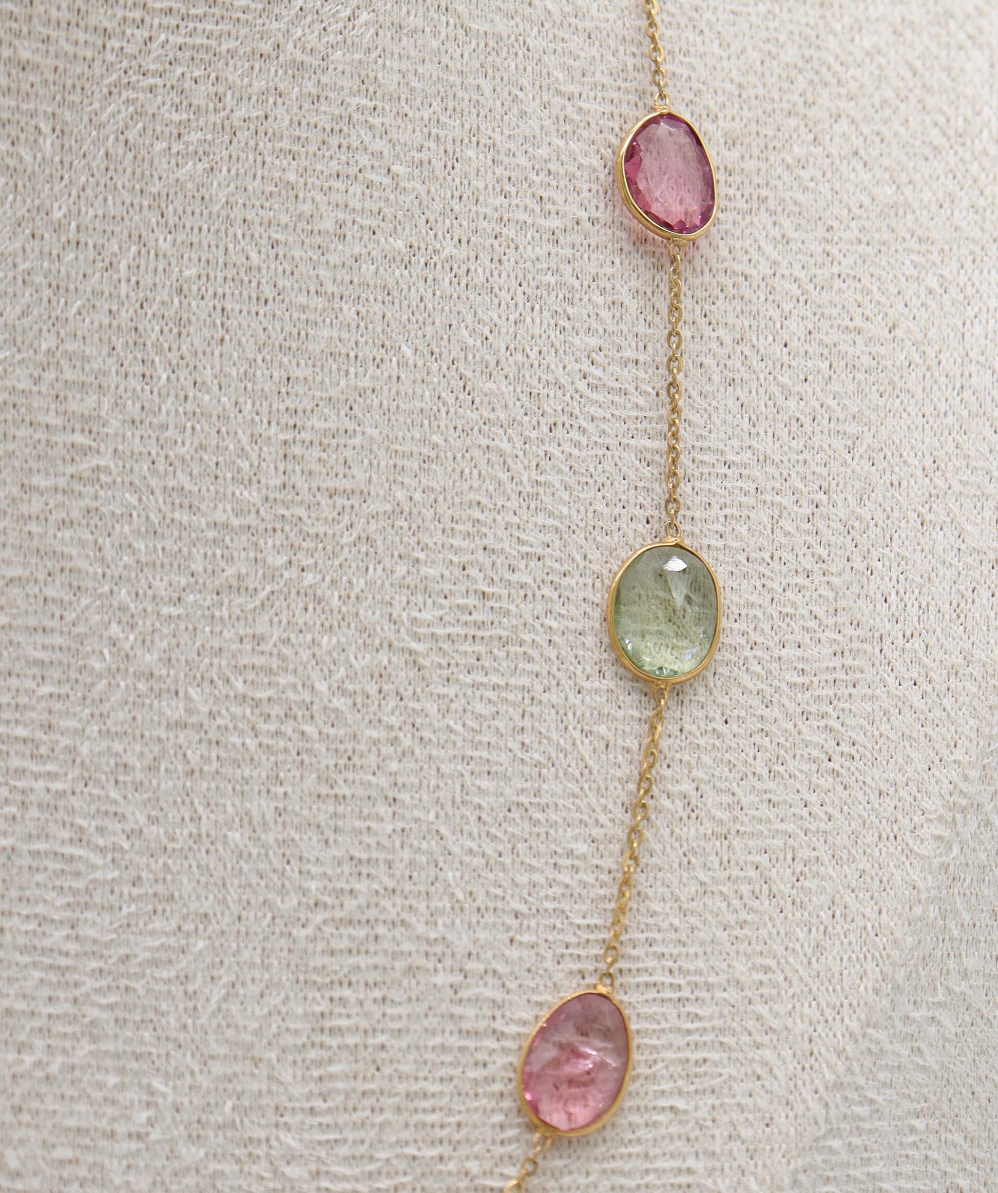 Luxury Promise 11.5ct Multi Colour Tourmaline Necklace in 18K Yellow Gold DXBCS5067
