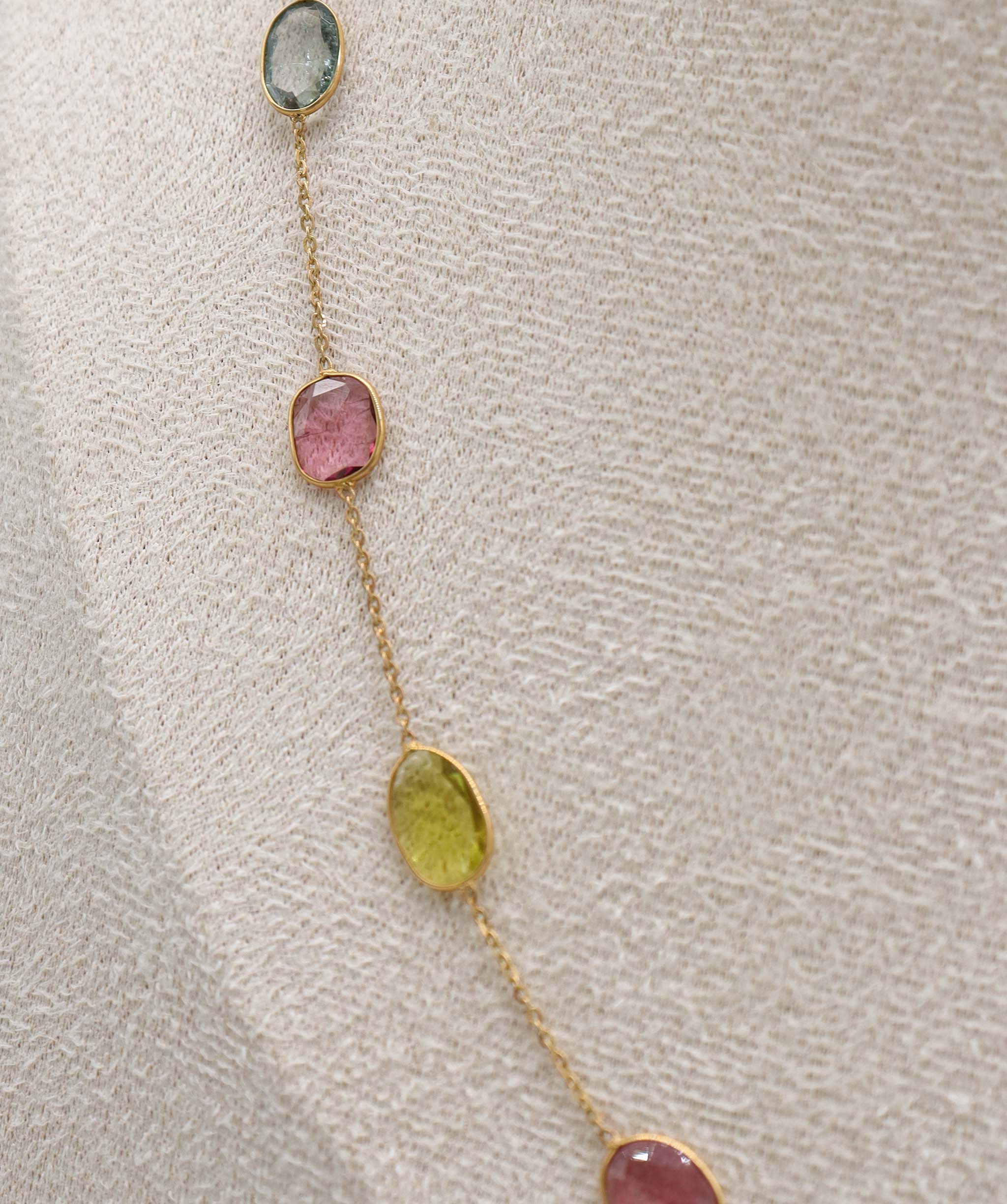 Luxury Promise 11.5ct Multi Colour Tourmaline Necklace in 18K Yellow Gold DXBCS5067