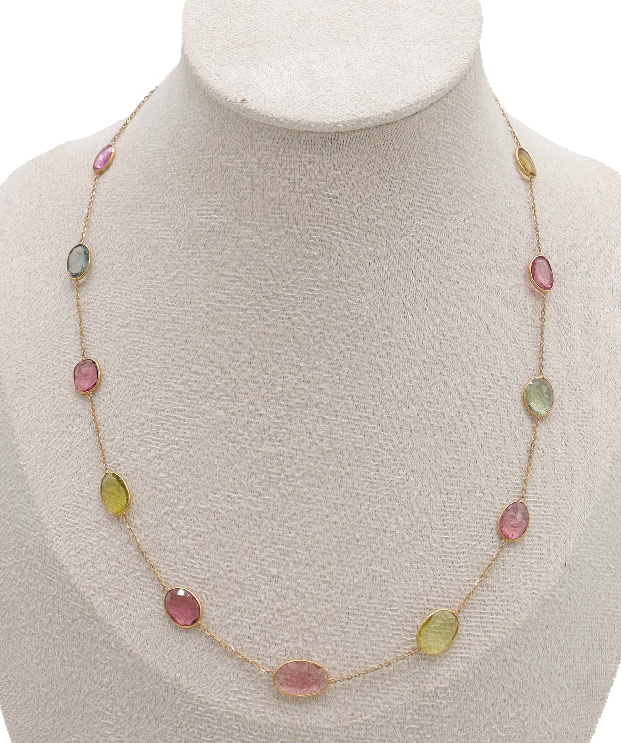Luxury Promise 11.5ct Multi Colour Tourmaline Necklace in 18K Yellow Gold DXBCS5067