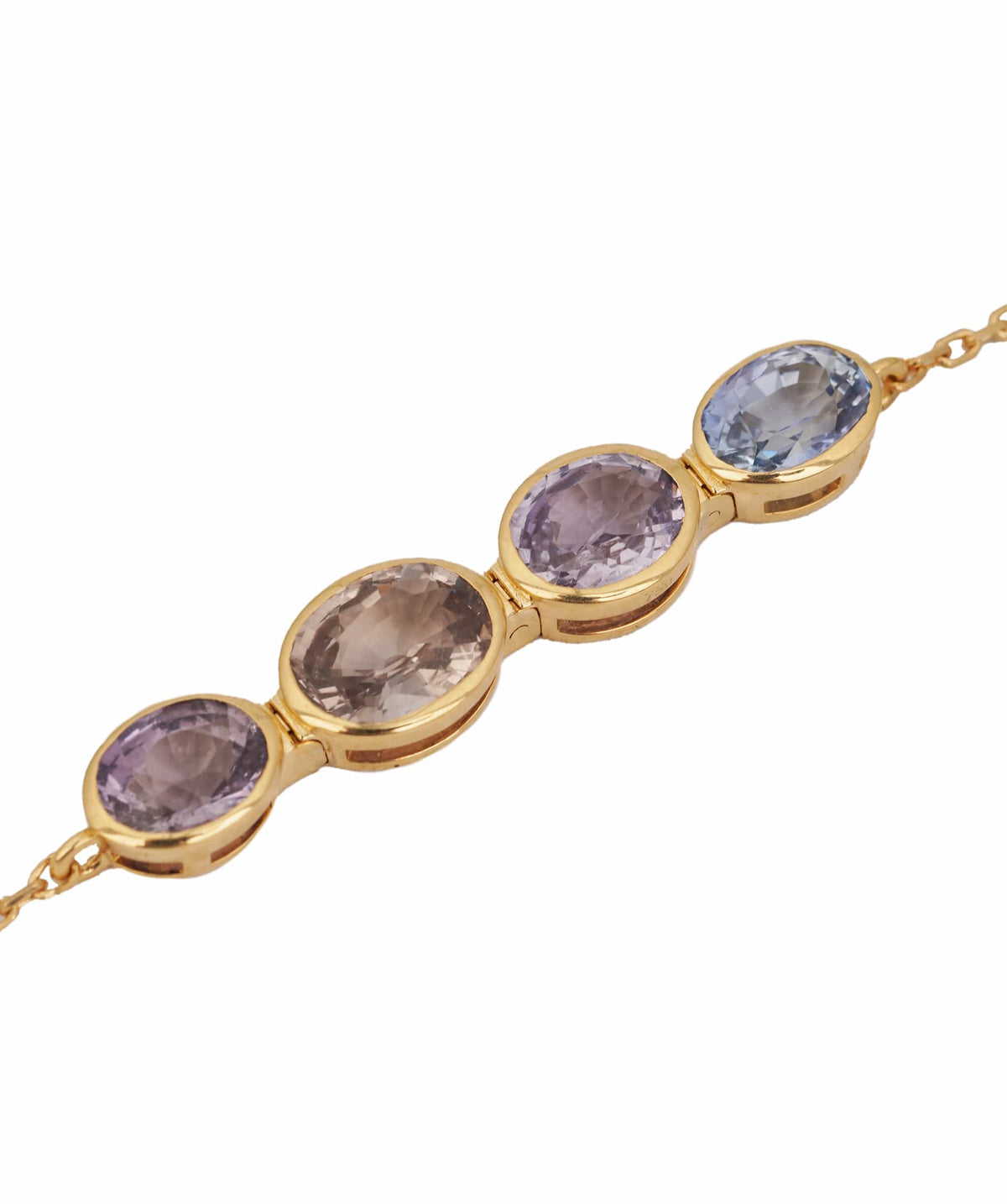 Luxury Promise 18ct gold chainlink bracelet with oval 4.46ct pastel sapphires bezel set ANL0136