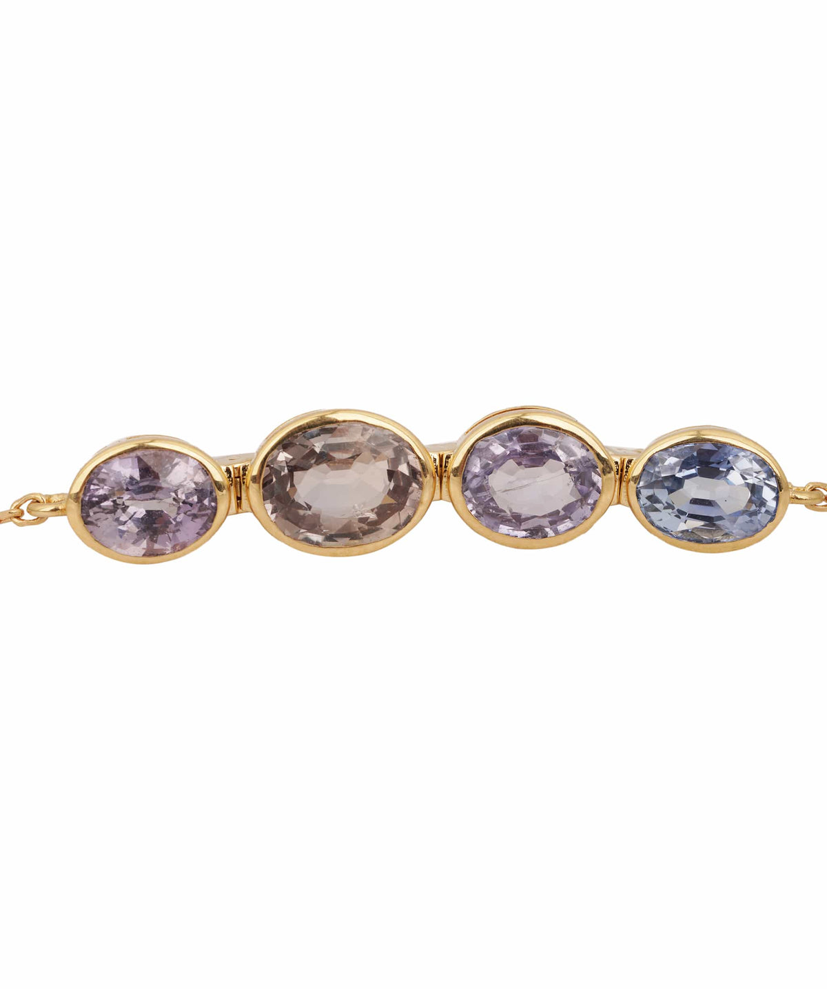 Luxury Promise 18ct gold chainlink bracelet with oval 4.46ct pastel sapphires bezel set ANL0136