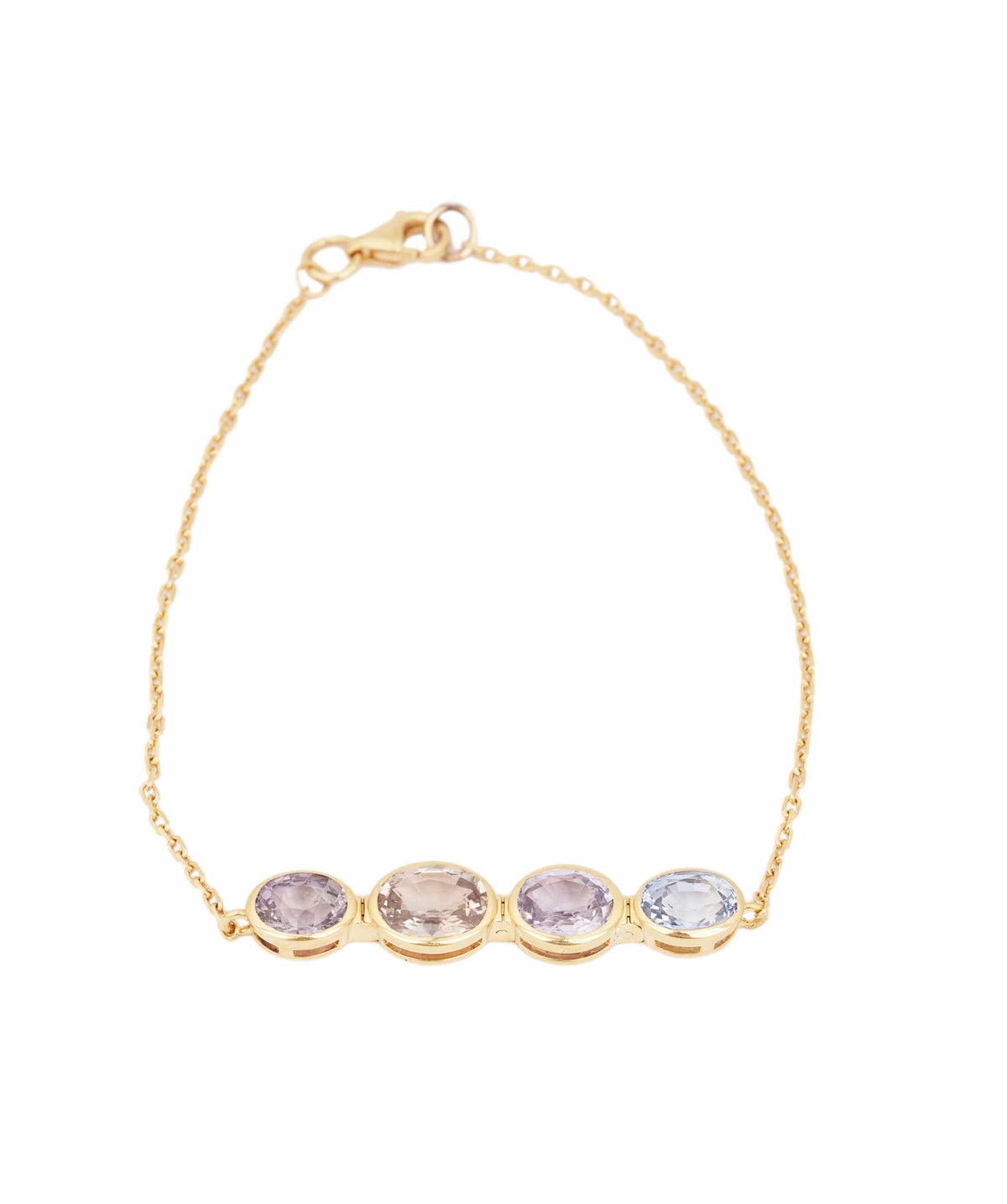 Luxury Promise 18ct gold chainlink bracelet with oval 4.46ct pastel sapphires bezel set ANL0136