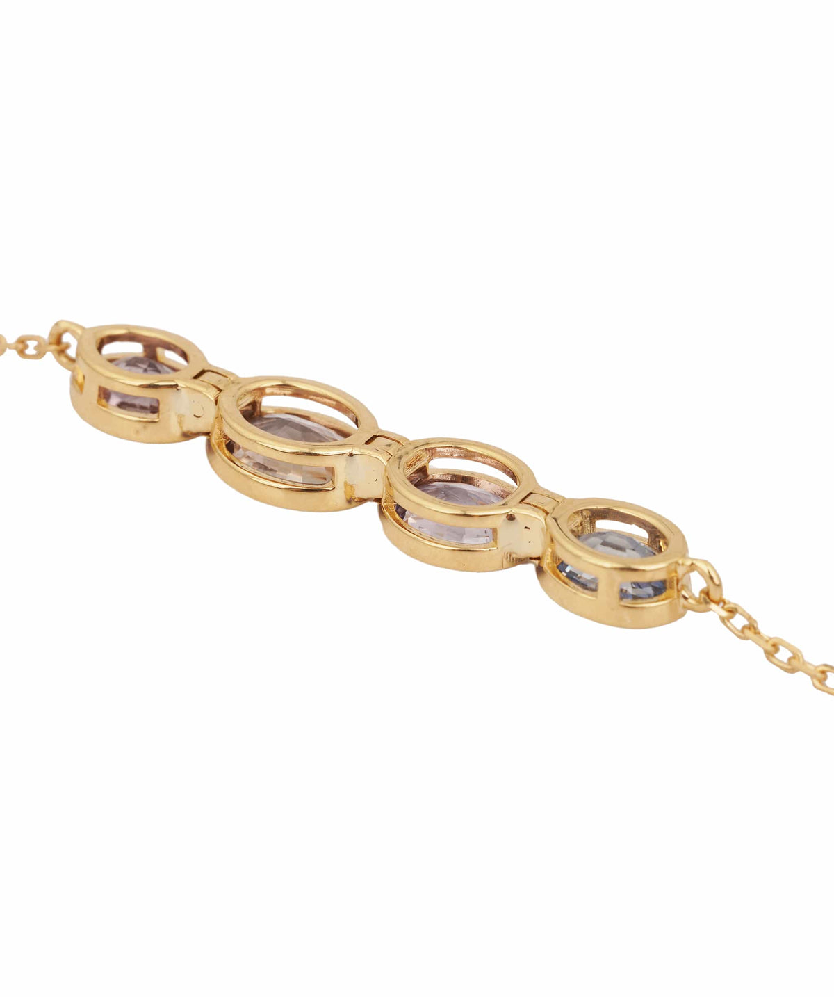 Luxury Promise 18ct gold chainlink bracelet with oval 4.46ct pastel sapphires bezel set ANL0136