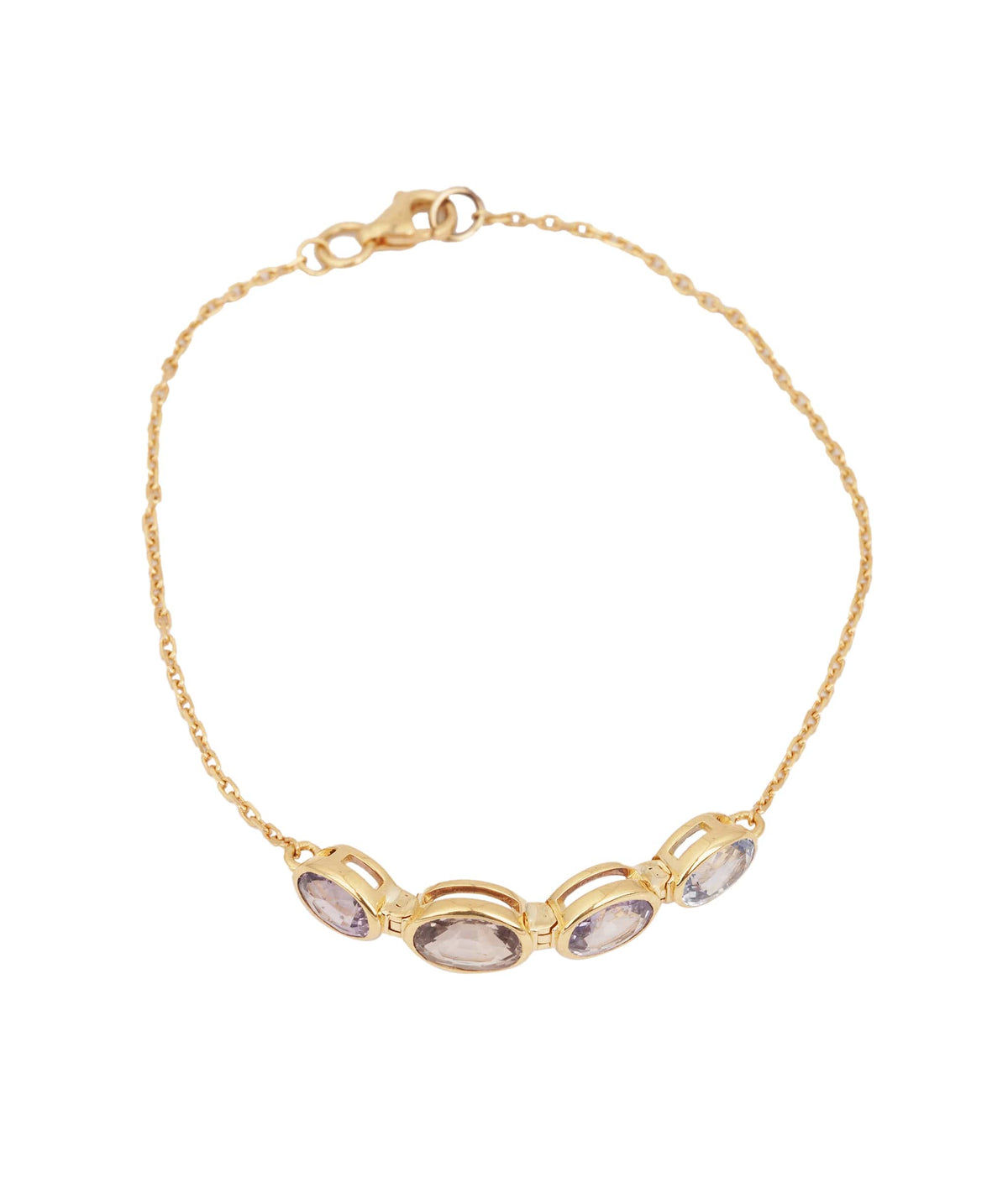 Luxury Promise 18ct gold chainlink bracelet with oval 4.46ct pastel sapphires bezel set ANL0136