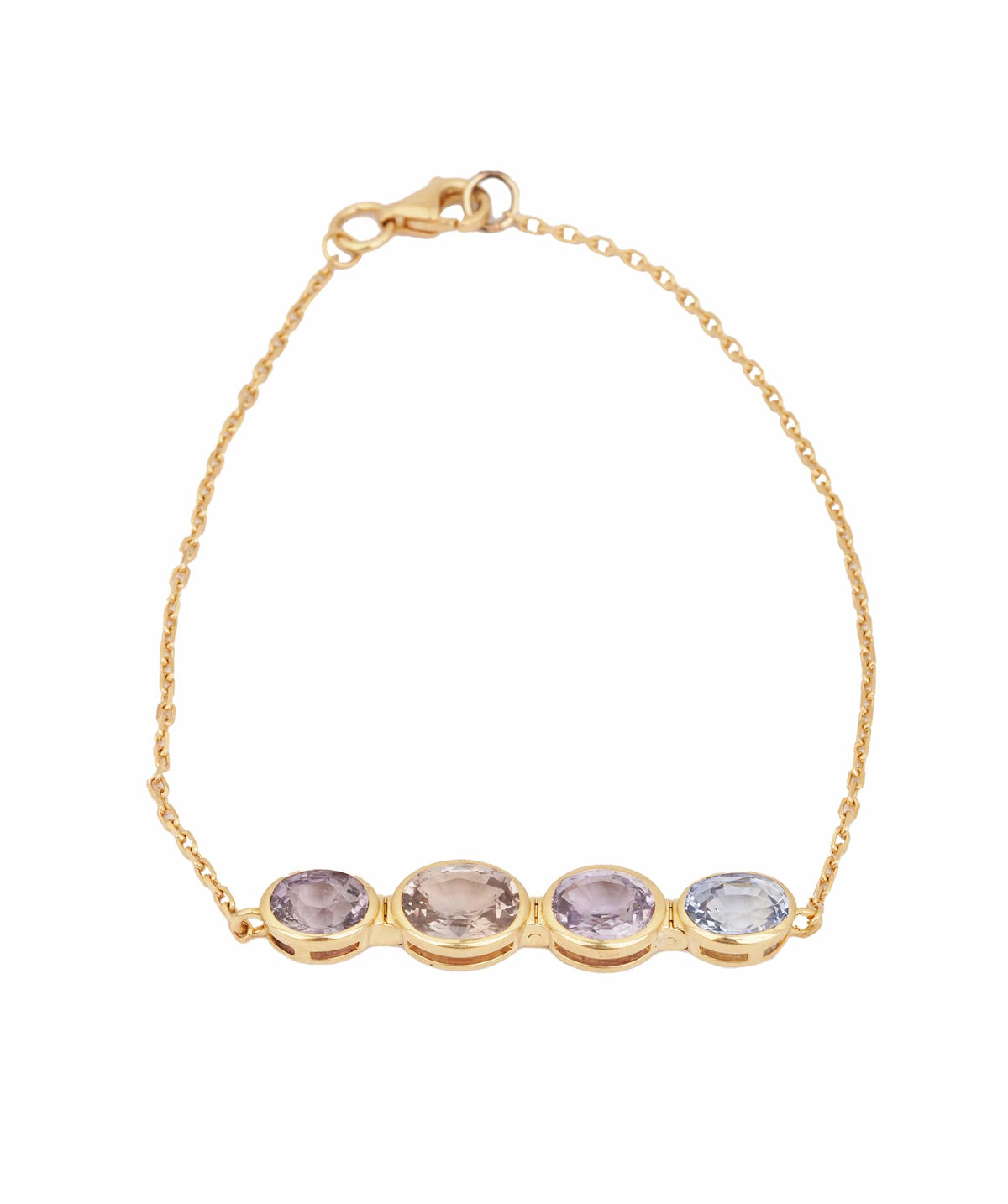 Luxury Promise 18ct gold chainlink bracelet with oval 4.46ct pastel sapphires bezel set ANL0136
