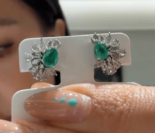 Luxury Promise 18K Colombian Emerald Earrings/Gold Earring Backs EEJ7033RA580