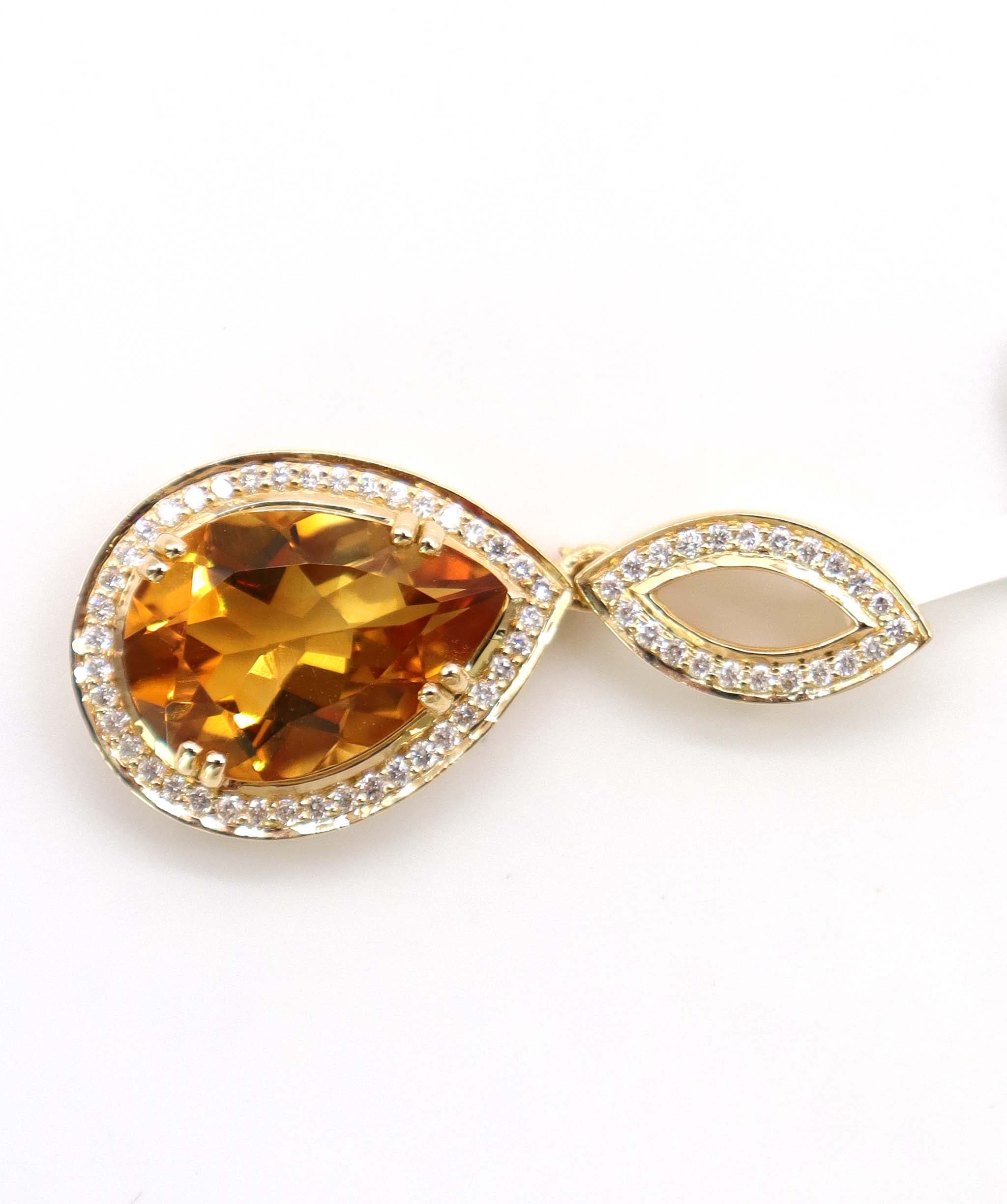 Luxury Promise 3.08ct Citrine Diamond Pendant in 18K Rose Gold DXBCS5090