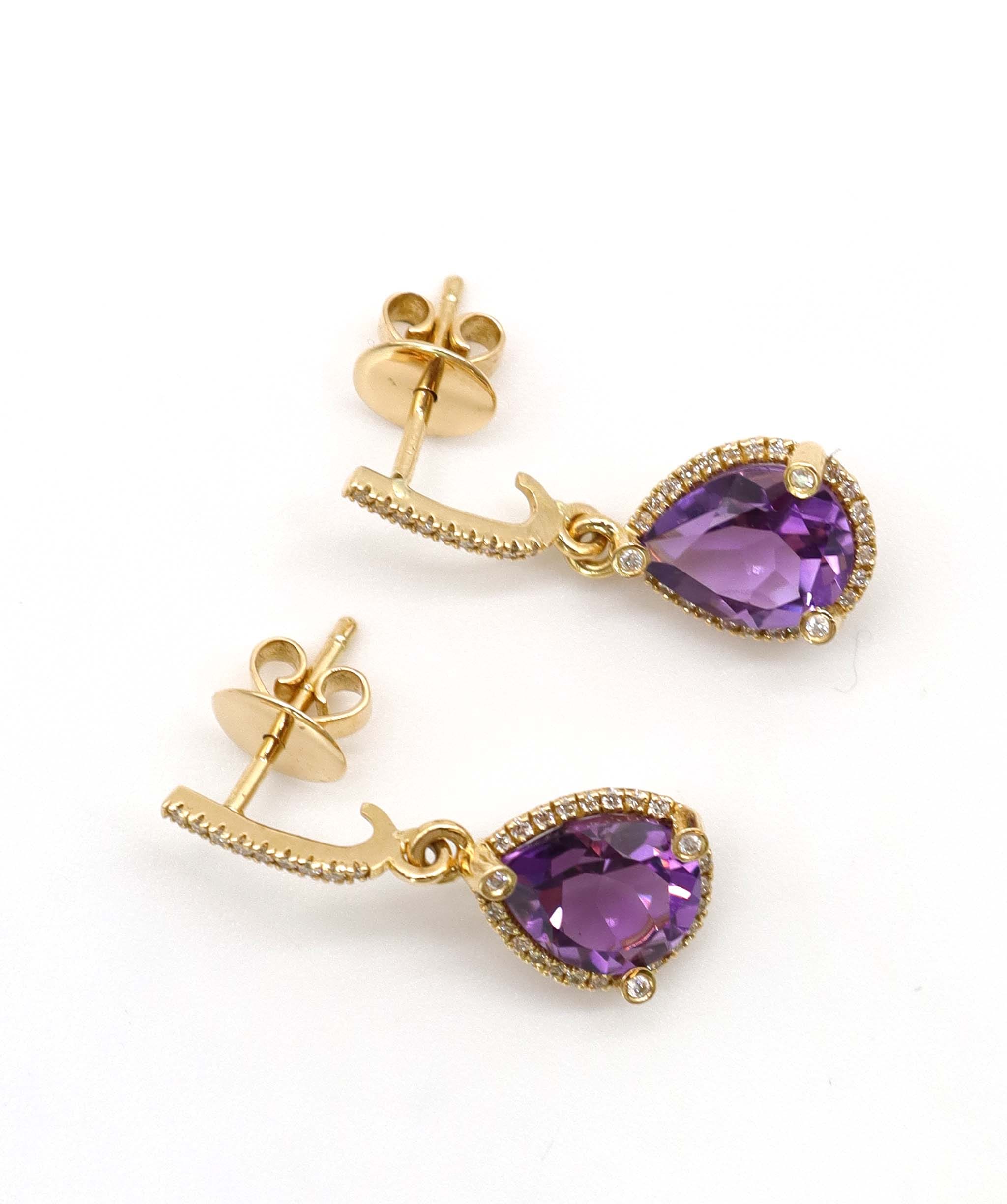 Luxury Promise 3.3ct Amethyst Diamond Drop Earrings in 18K Yellow Gold DXBCS5087