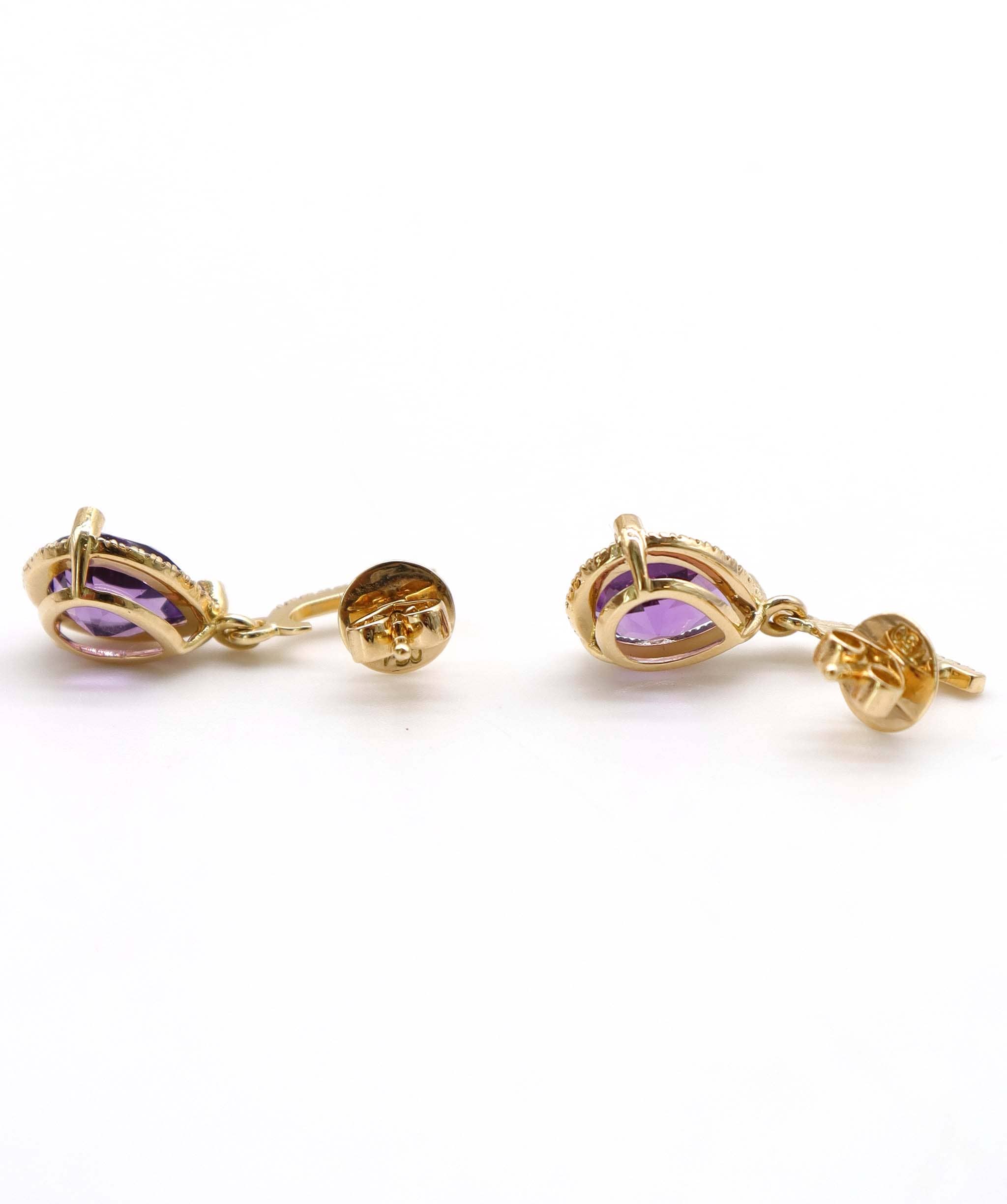 Luxury Promise 3.3ct Amethyst Diamond Drop Earrings in 18K Yellow Gold DXBCS5087