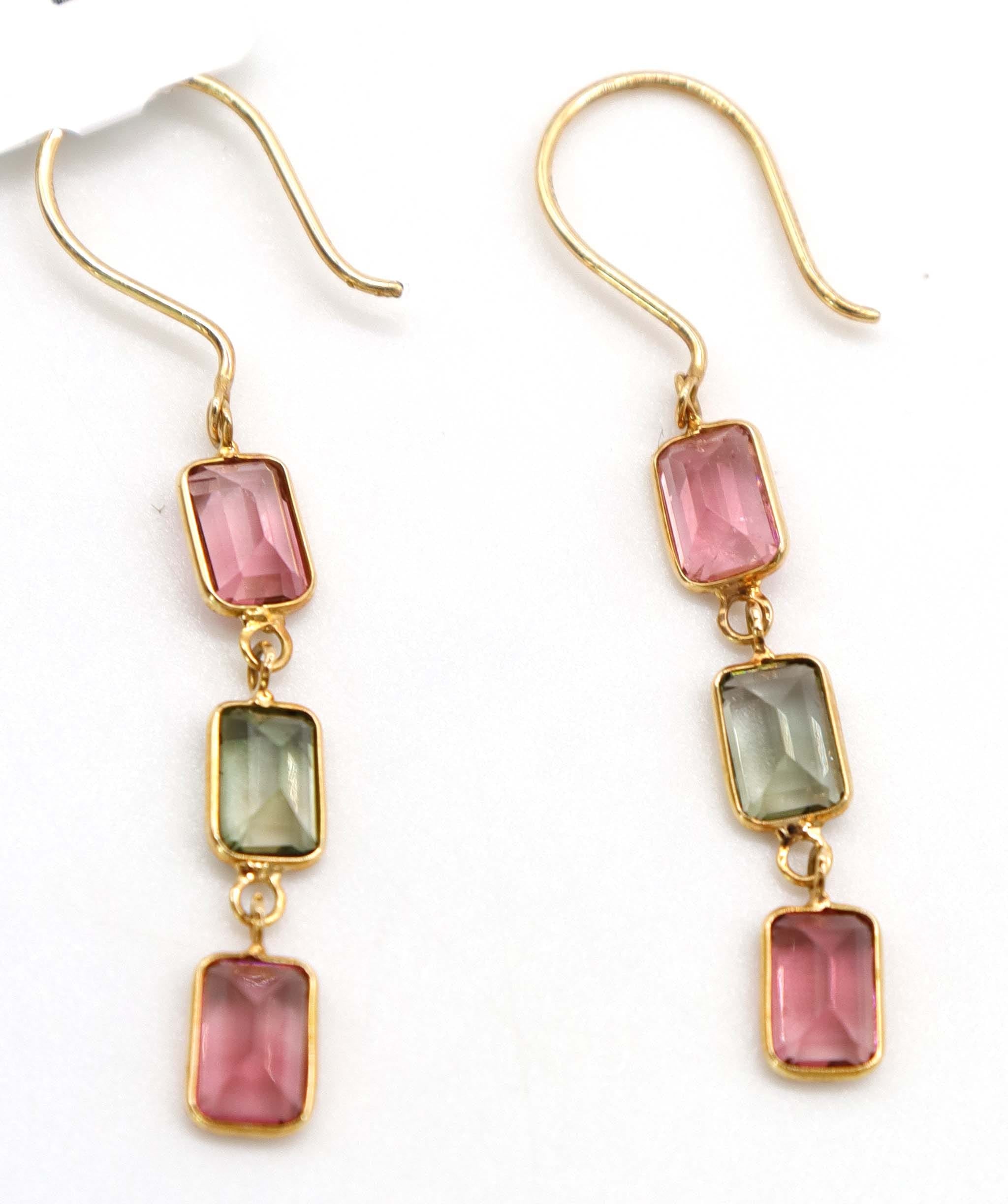 Luxury Promise 3.65ct Multi Colour Tourmaline Earrings in 18K Yellow Gold DXBCS5085