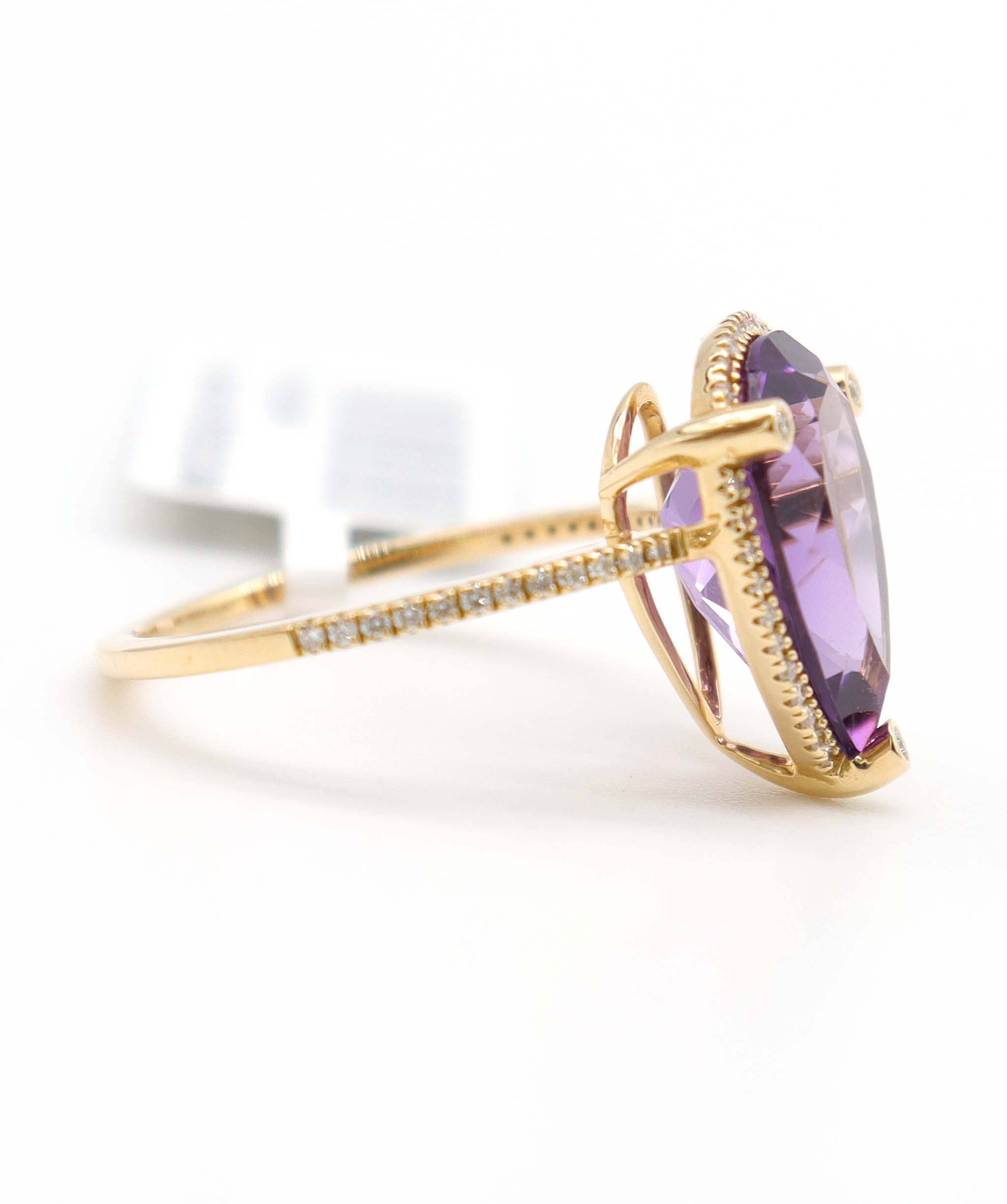 Luxury Promise 3.7ct Amethyst Diamond Halo Ring in 18K Rose Gold DXBCS5086