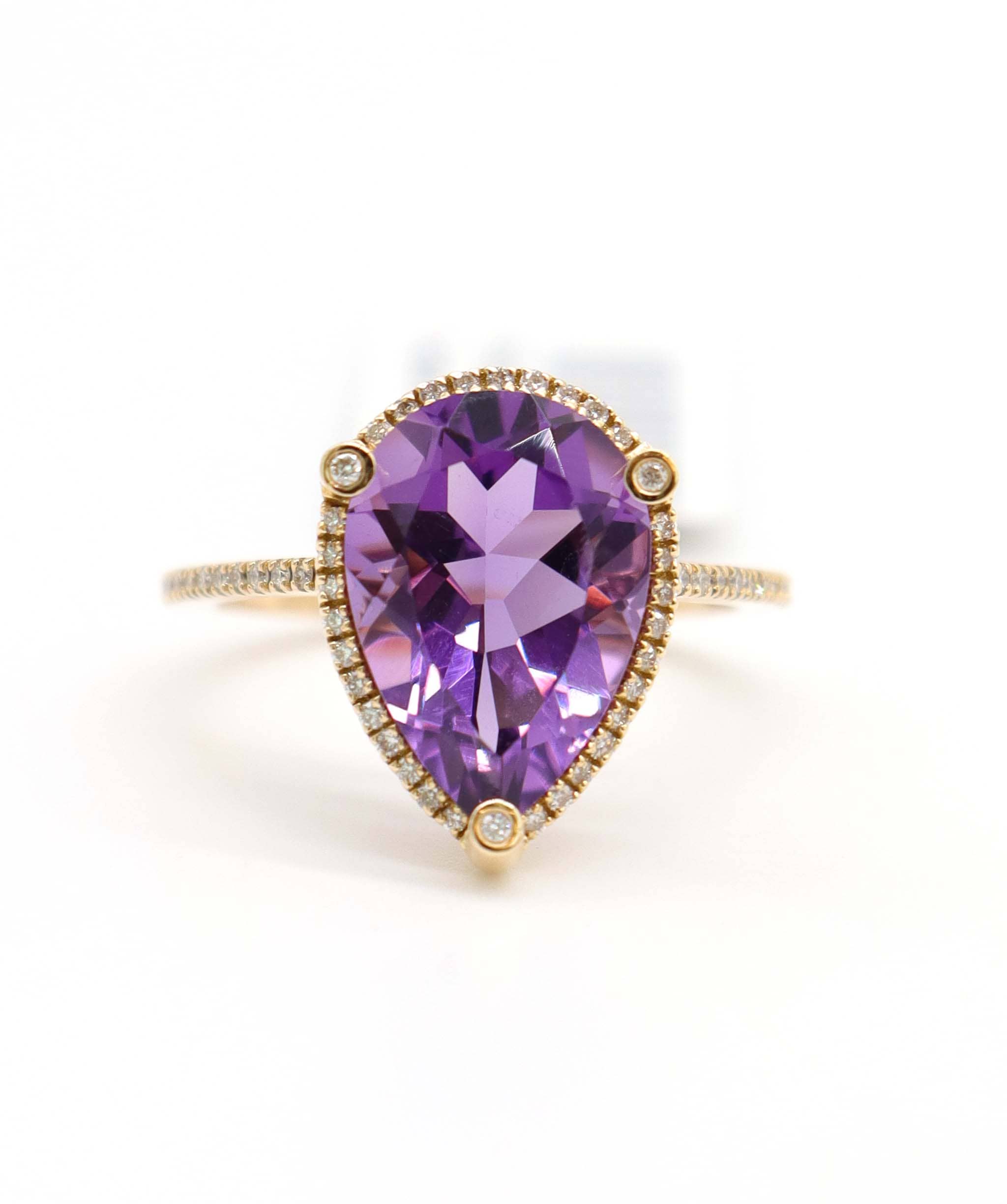 Luxury Promise 3.7ct Amethyst Diamond Halo Ring in 18K Rose Gold DXBCS5086