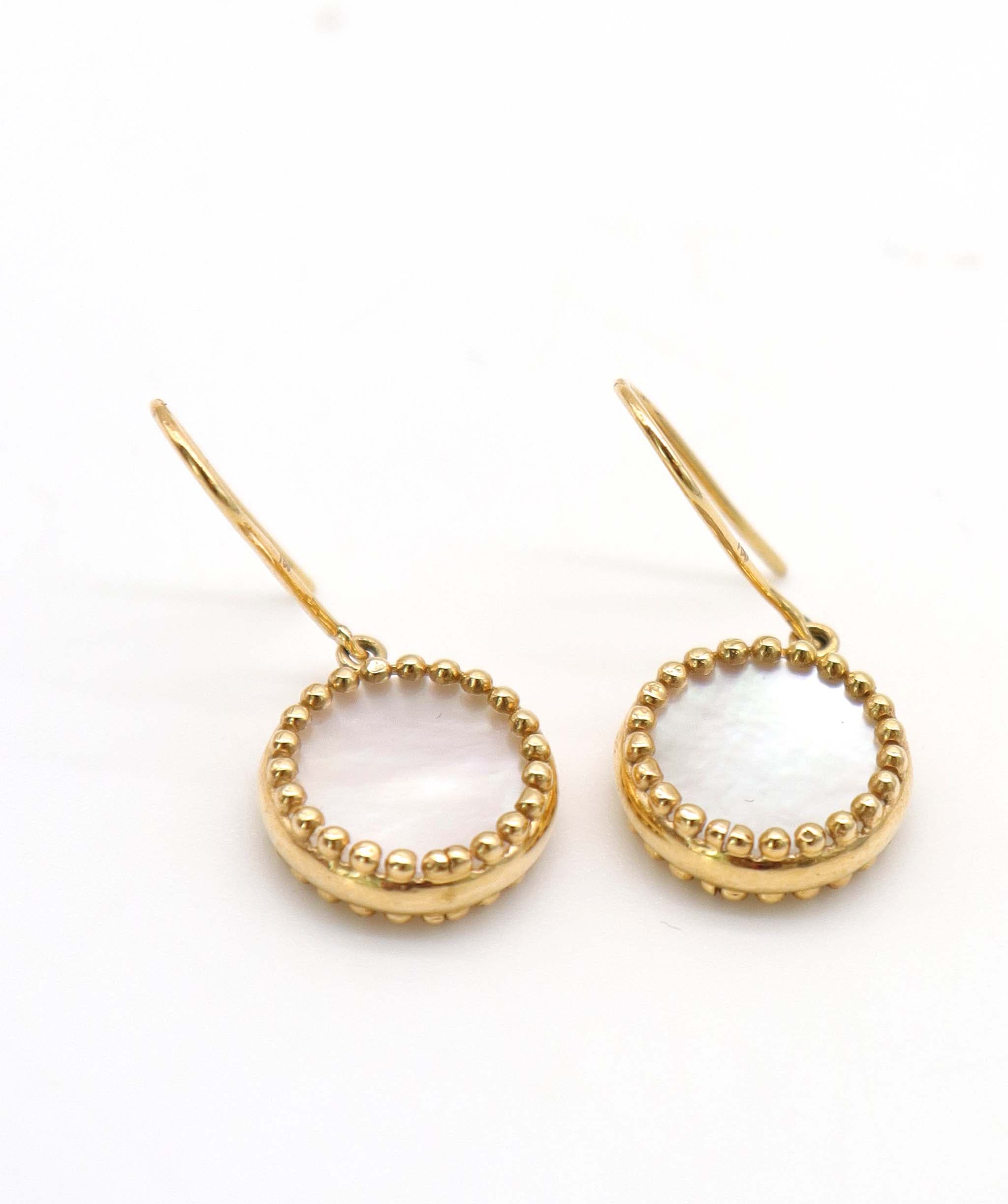Luxury Promise 4.09ct White Mother of Pearl Earrings in 18K Yellow Gold DXBCS5081
