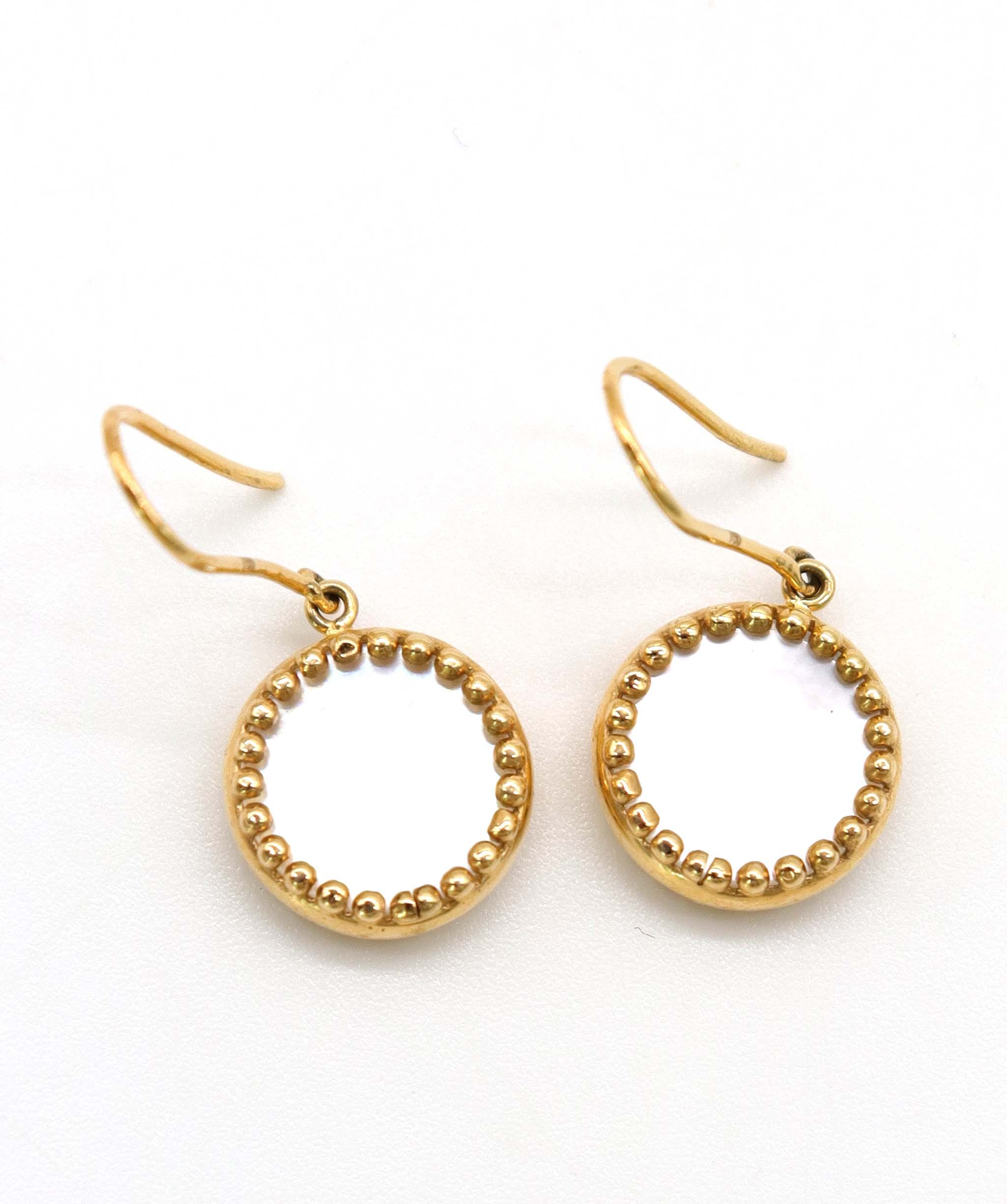 Luxury Promise 4.09ct White Mother of Pearl Earrings in 18K Yellow Gold DXBCS5081