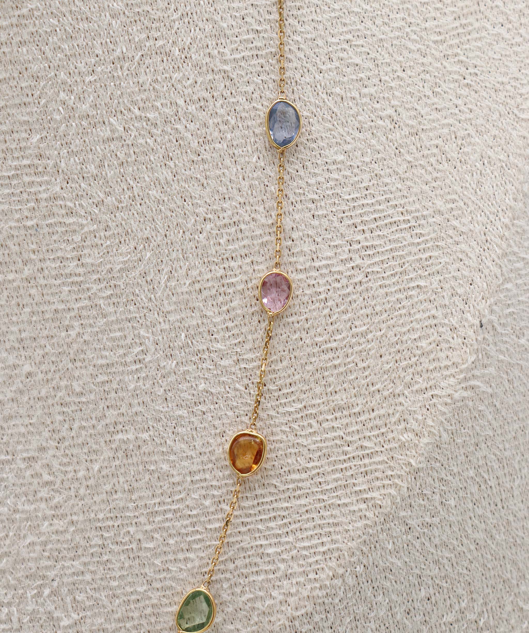 Luxury Promise 4.8ct Multi Sapphire Necklace in 18K Yellow Gold DXBCS5068