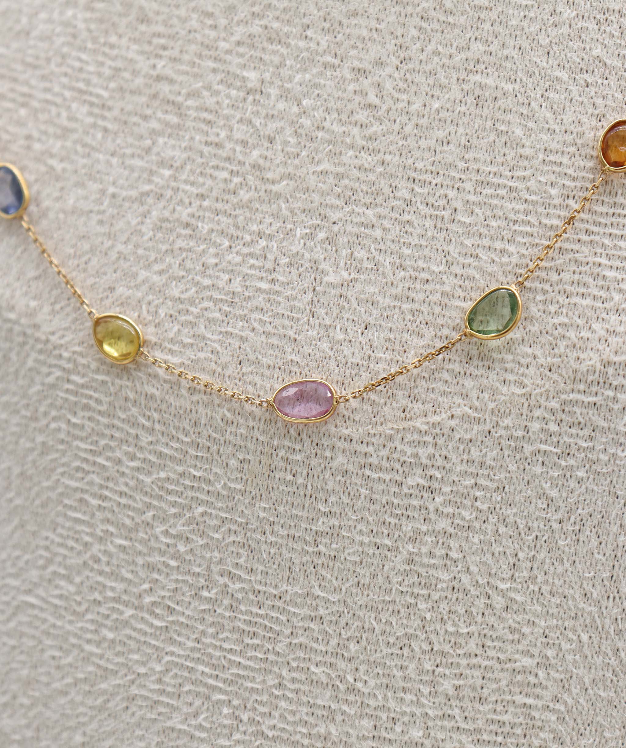 Luxury Promise 4.8ct Multi Sapphire Necklace in 18K Yellow Gold DXBCS5068
