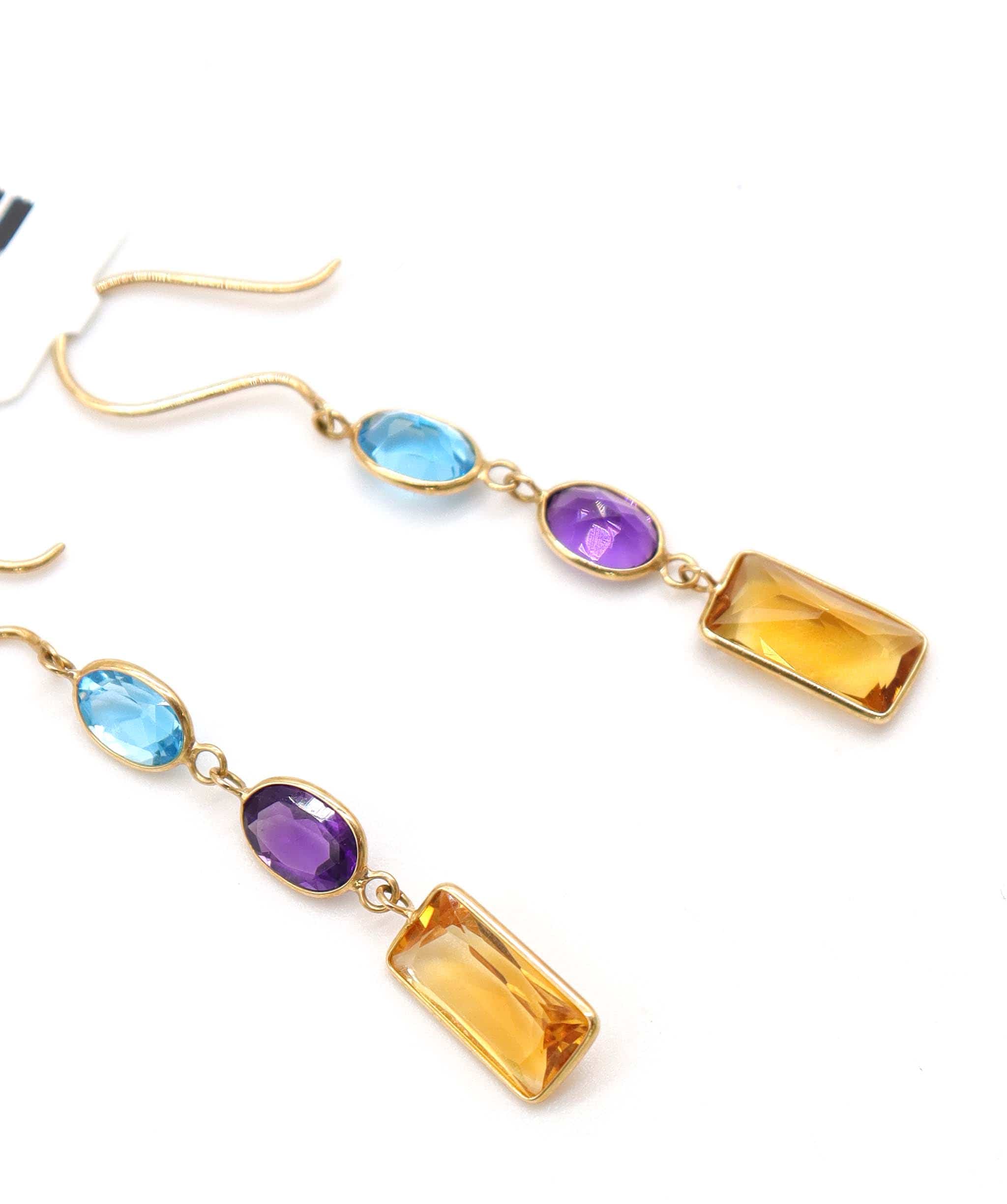 Luxury Promise 5.2ct Citrine & Blue Topaz Earrings in 18K Yellow Gold DXBCS5084