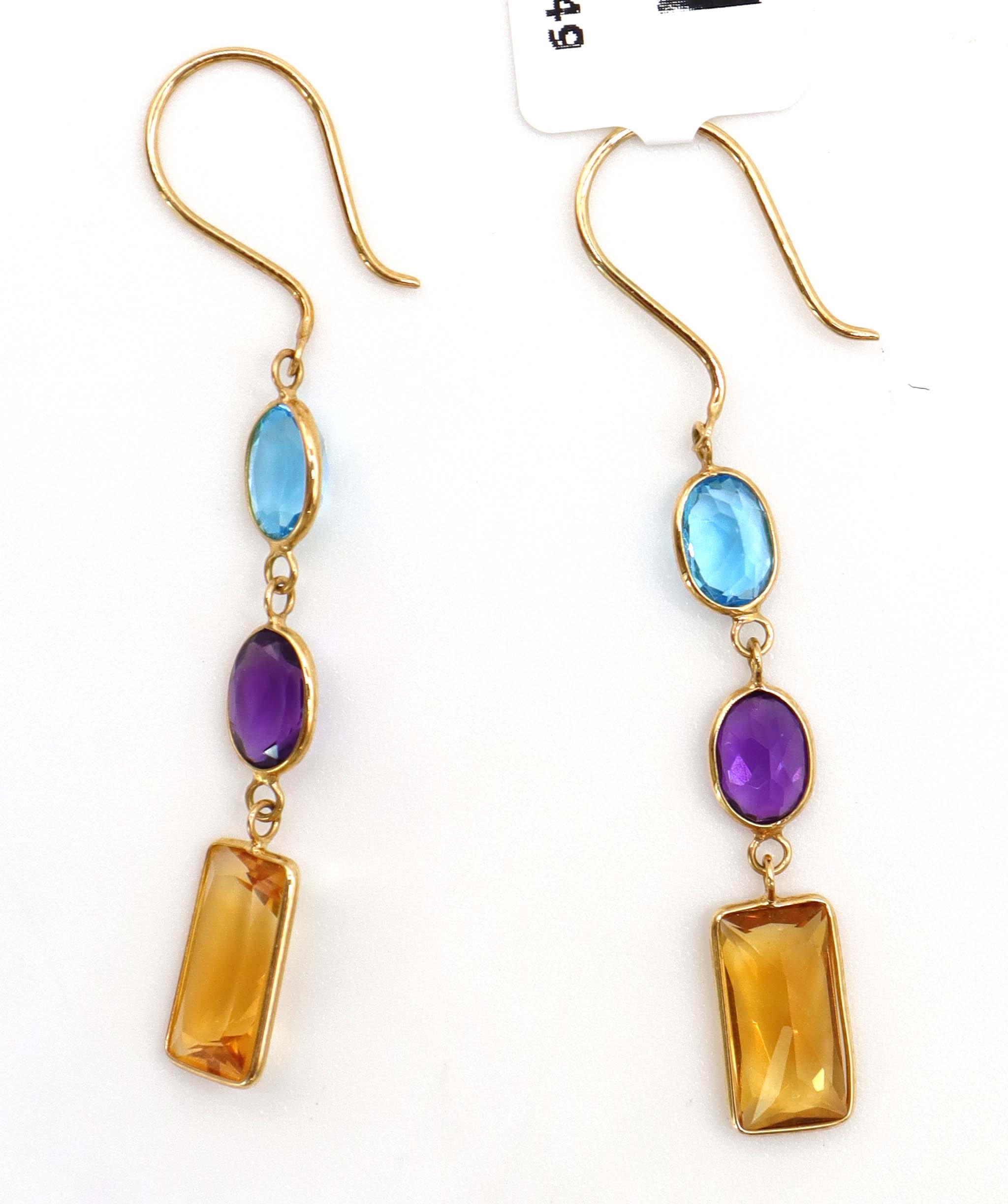 Luxury Promise 5.2ct Citrine & Blue Topaz Earrings in 18K Yellow Gold DXBCS5084