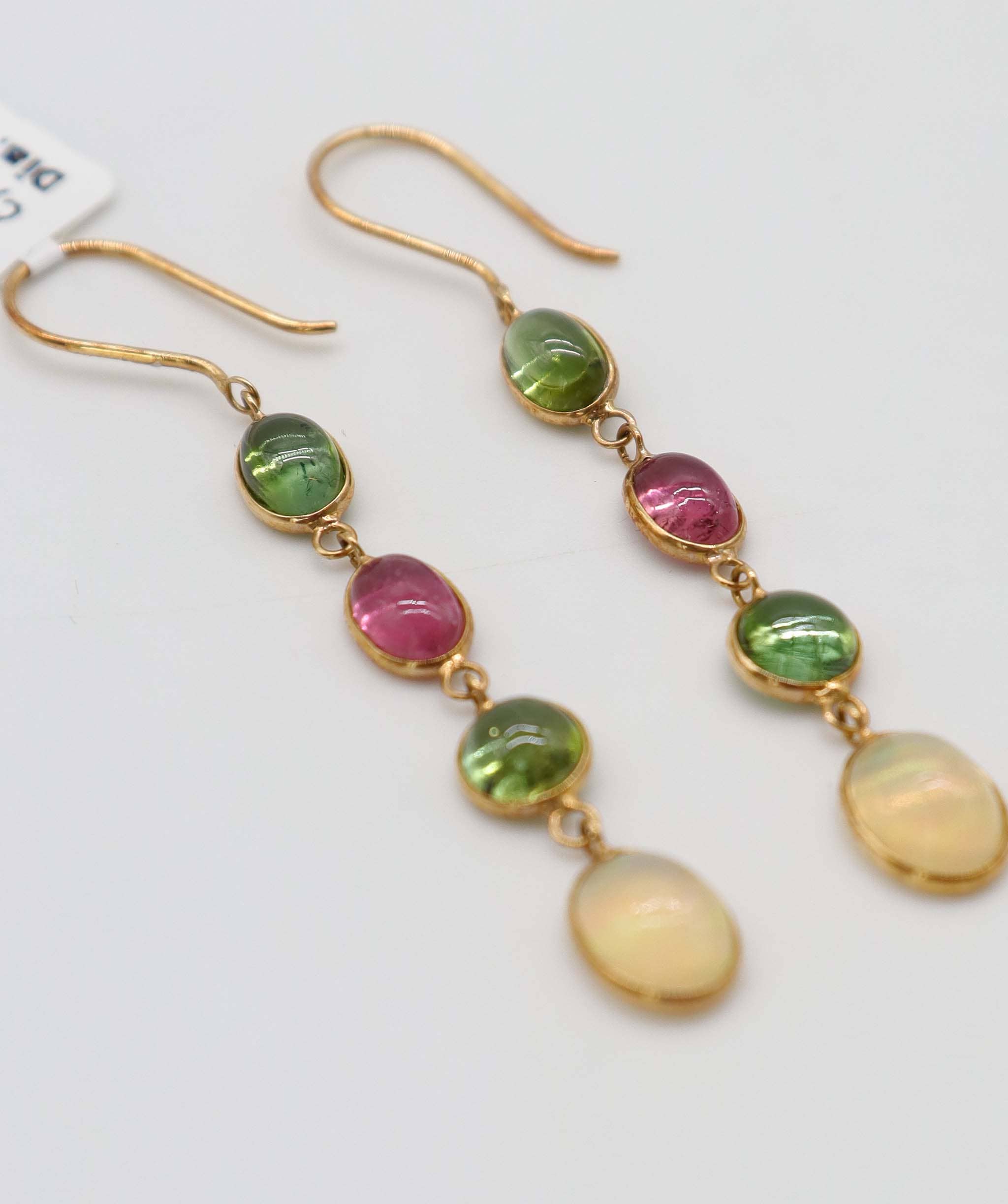 Luxury Promise 6.2ct Tourmaline & Opal Earrings in 18K Yellow Gold DXBCS5082