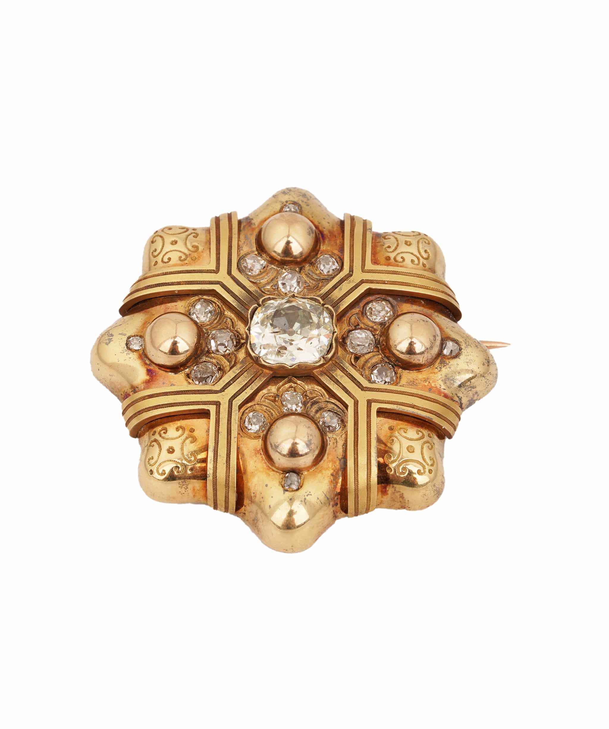 Luxury Promise Antique Star-Shaped Diamond Brooch WA23636
