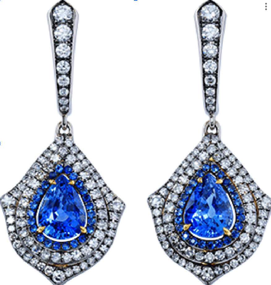 Luxury Promise Blue Sapphire Diamonds Earrings GRS Sri Lanka Heated E15134