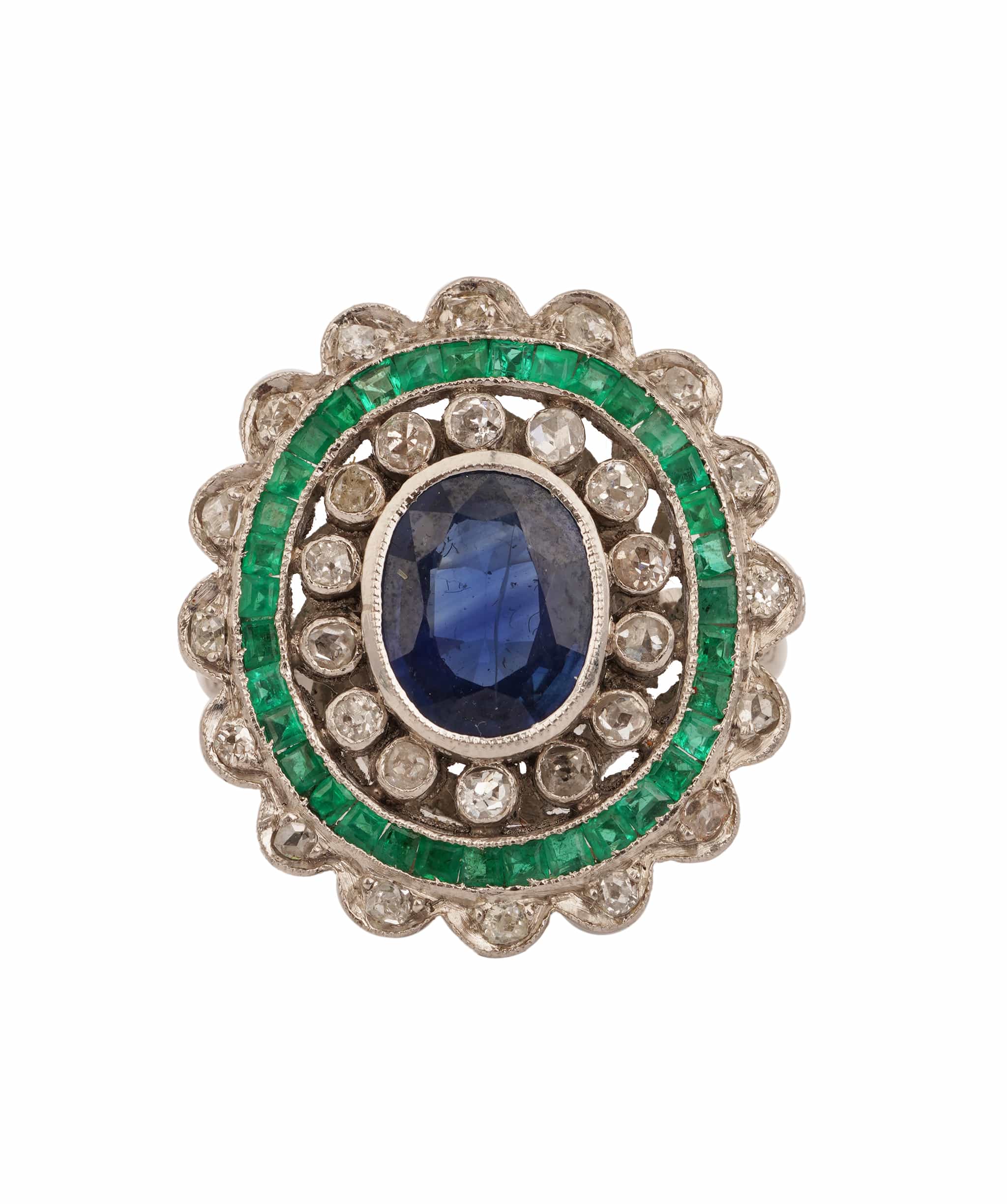 Luxury Promise CALIBRE EMERALD AND SAPPHIRE RING RC1
