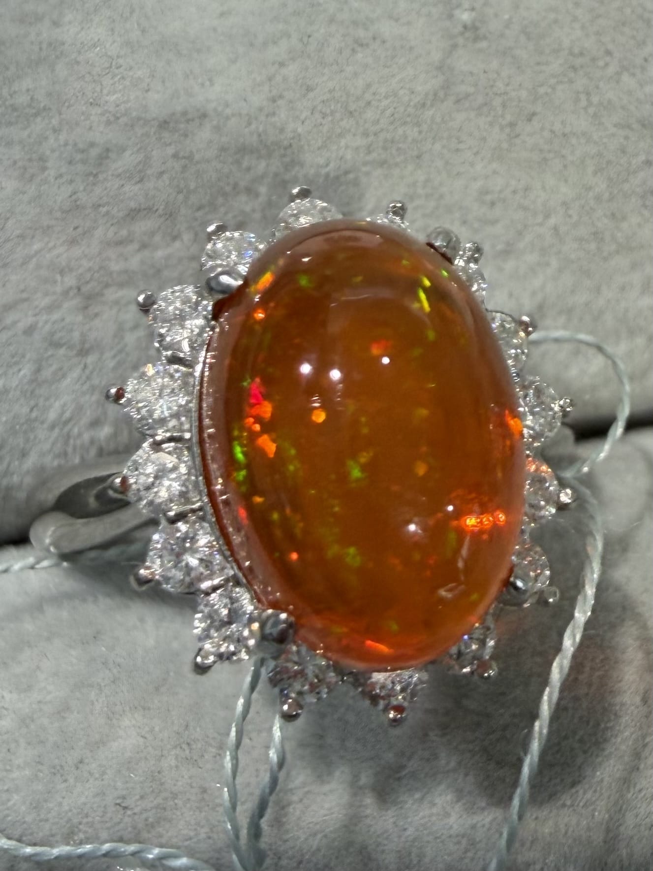 Luxury Promise Fire Opal Diamond Ring in PT900 / OP5.214ct / D0.70ct 0100 JJC0951