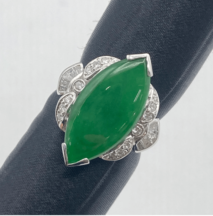 Luxury Promise K18WG Jadeite Ring JD4.893 D0.5 6.8g GRJ US 5 55519