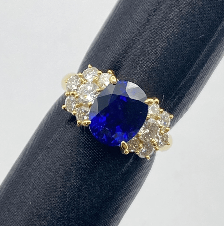 Luxury Promise Madagascar K18 Sapphire Ring S3.56 D1.22 6.3g GIA Certified US 6 54166