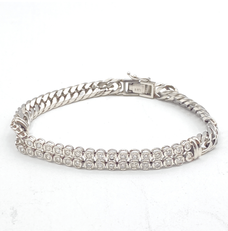 Luxury Promise Pt850 Diamond Bracelet D1.00 23.7g 55791