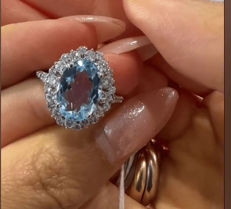 Luxury Promise Pt900 Aquamarine Ring J0601NAM64