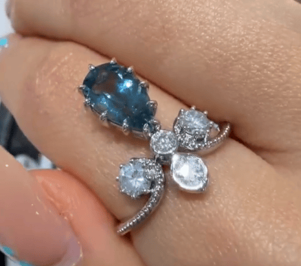 Luxury Promise PT900 Diamond Aquamarine Ring H0678A500