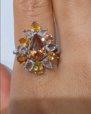 Luxury Promise PT900 diamond unheated yellow sapphire ring H0422B125