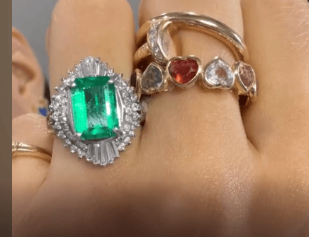 Luxury Promise Pt900 Emerald Ring J0610WSKZQ