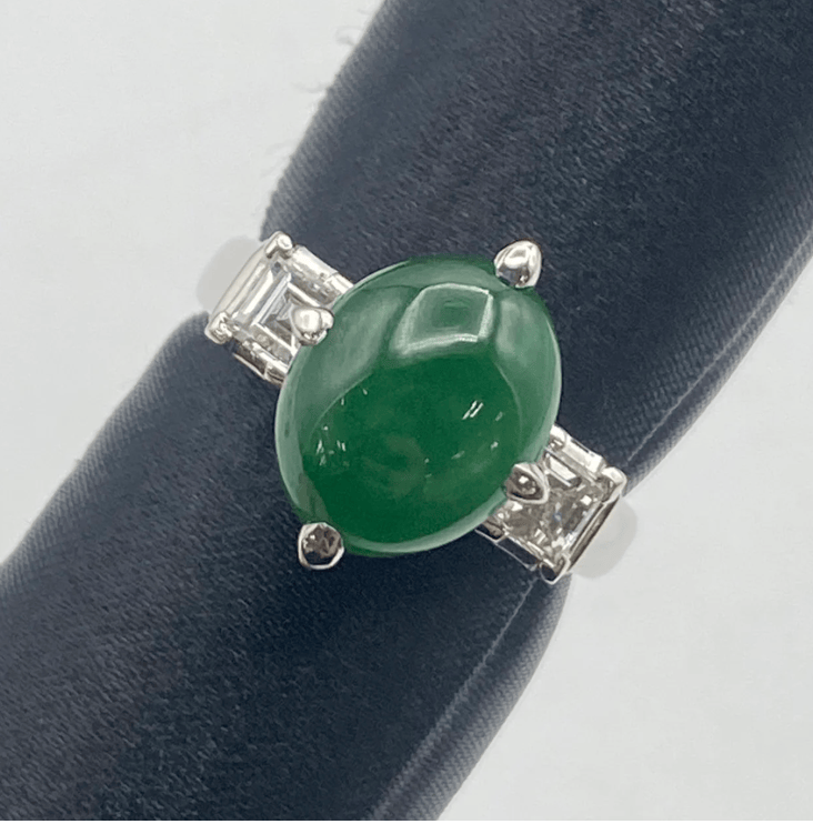 Luxury Promise Pt900 Jadeite Ring JD3.89 D0.17 8g Medium US 6 53099