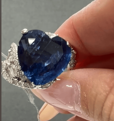 Luxury Promise PT900 NO HEAT Blue Sapphire RING JM1771