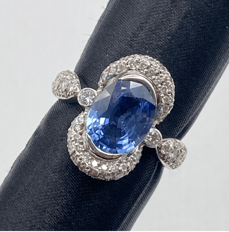 Luxury Promise Pt900 Sapphire Ring S3.088 D0.84 12g GRJ US 7.5 55536