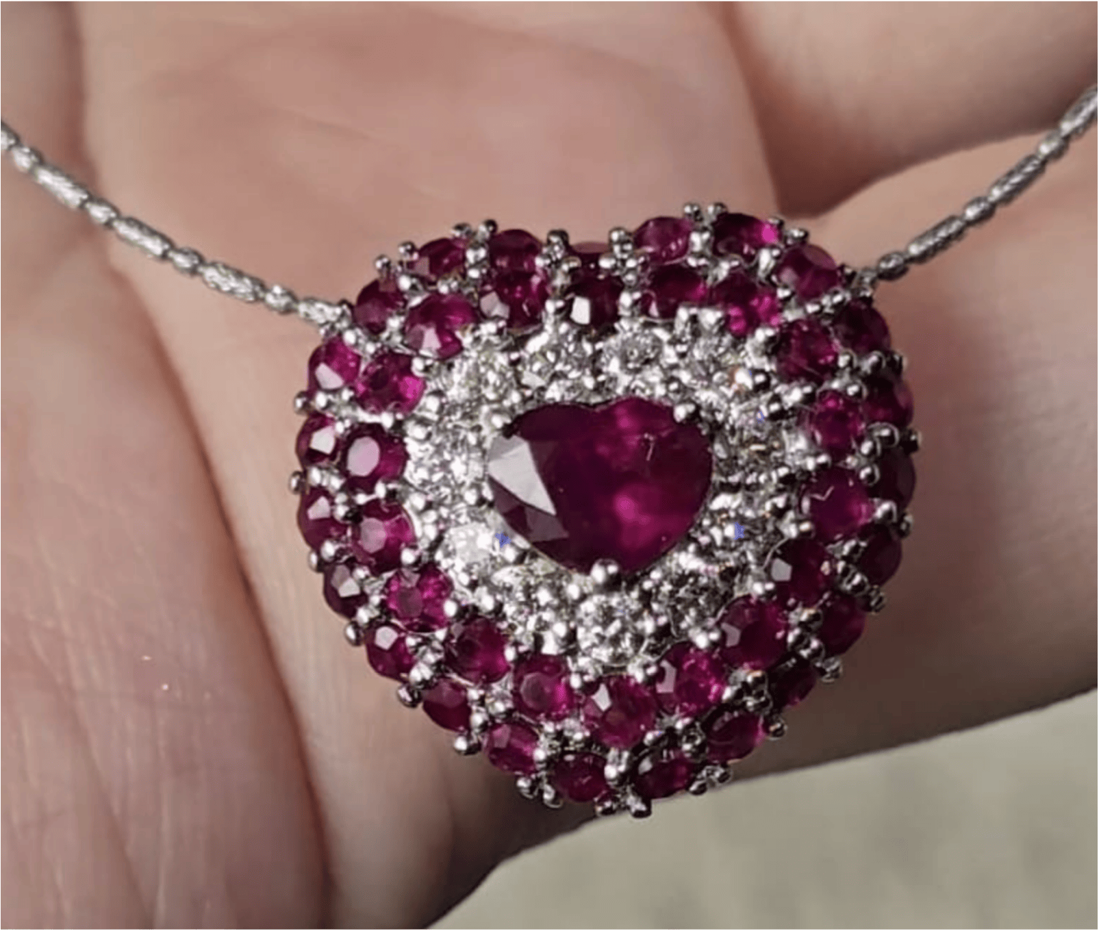 Luxury Promise Ruby 2 layers heart Pendant SYCB40